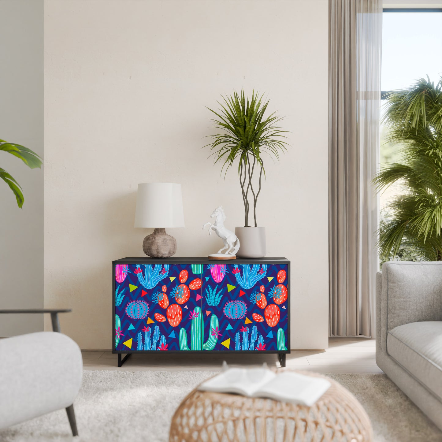 CACTUS VIBES 2-Door Sideboard in Black Finish