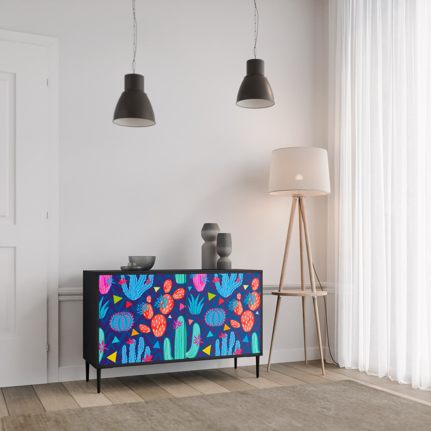 CACTUS VIBES 2-Door Sideboard in Black Finish