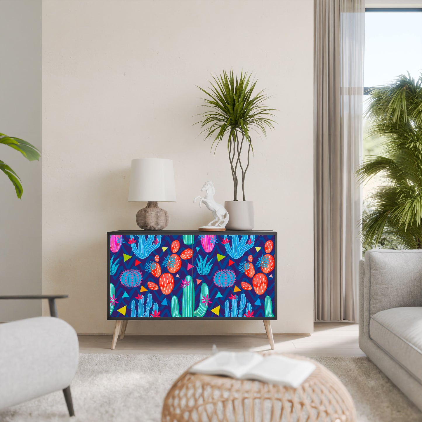 CACTUS VIBES 2-Door Sideboard in Black Finish