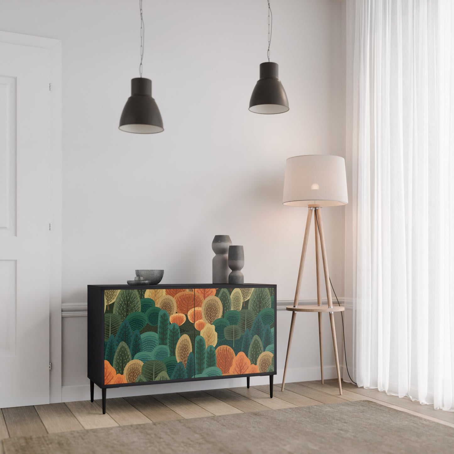 AUTUMN KALEIDOSCOPE 2-Door Sideboard in Black Finish
