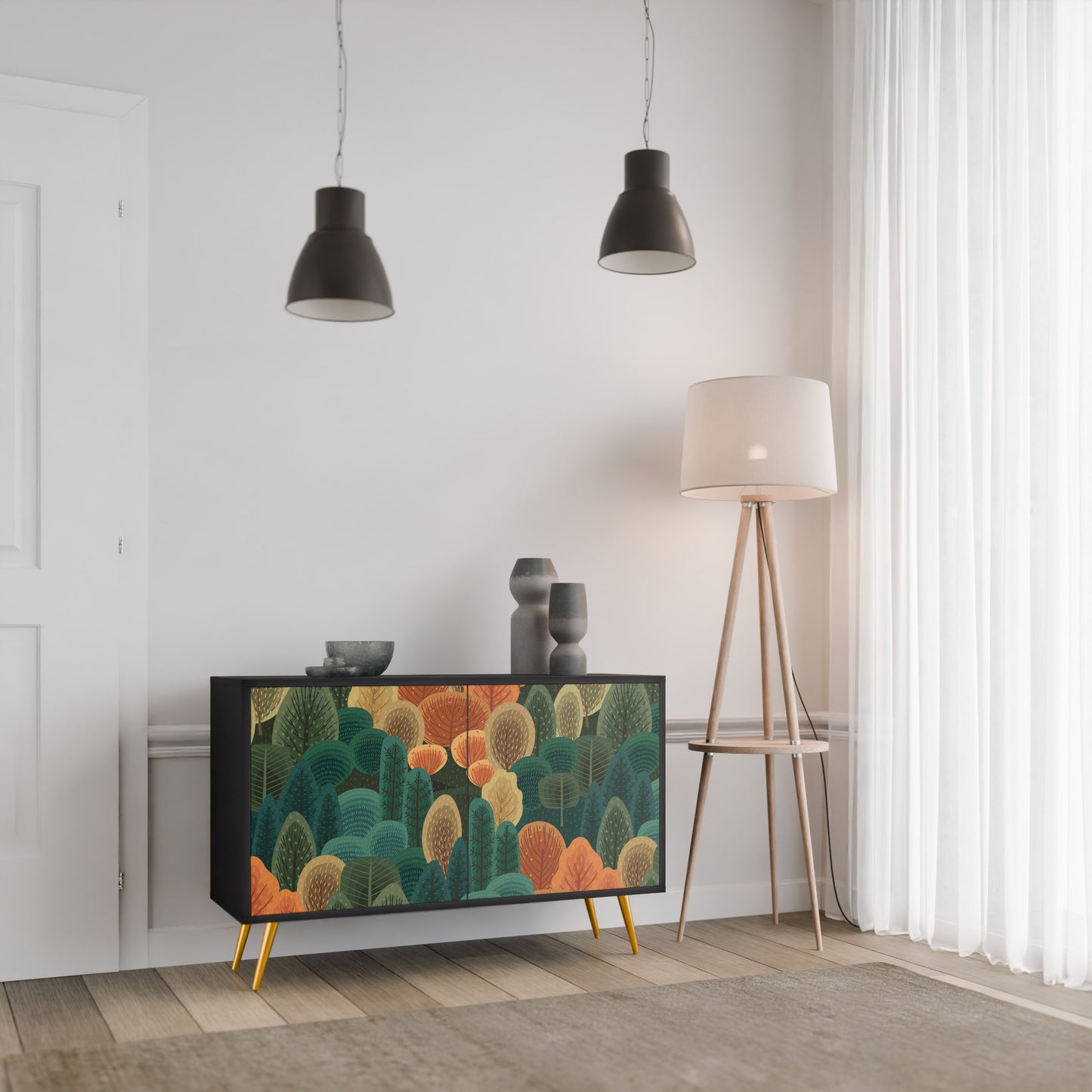 AUTUMN KALEIDOSCOPE 2-Door Sideboard in Black Finish