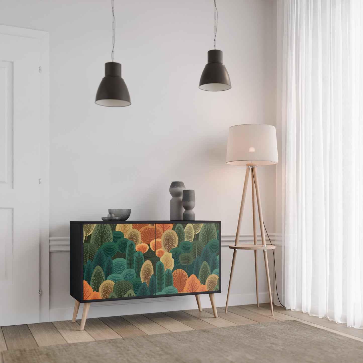 AUTUMN KALEIDOSCOPE 2-Door Sideboard in Black Finish