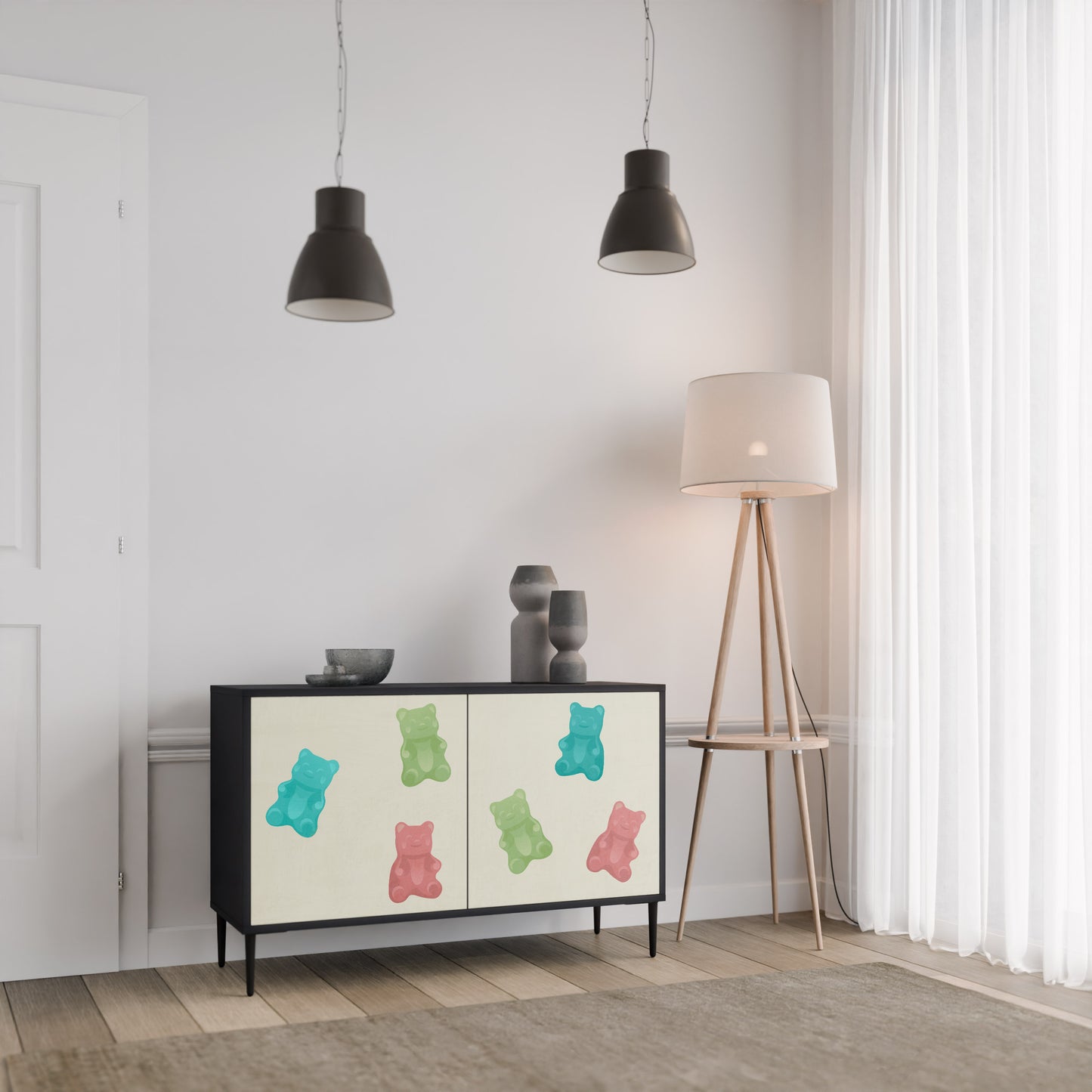 GUMMY BEARS 2-Door Sideboard in Black Finish