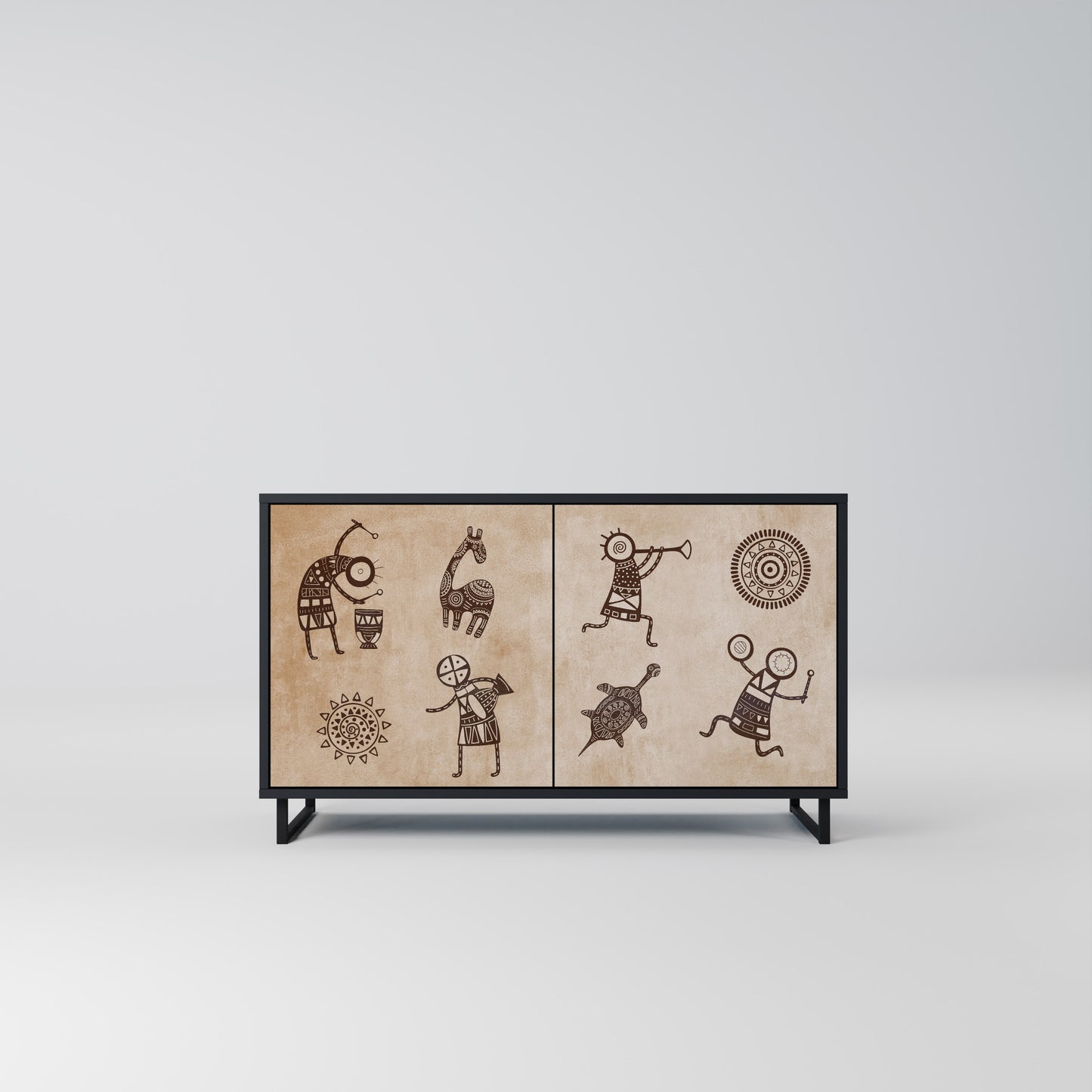AFRICAN STYLE 2-Door Sideboard in Black Finish