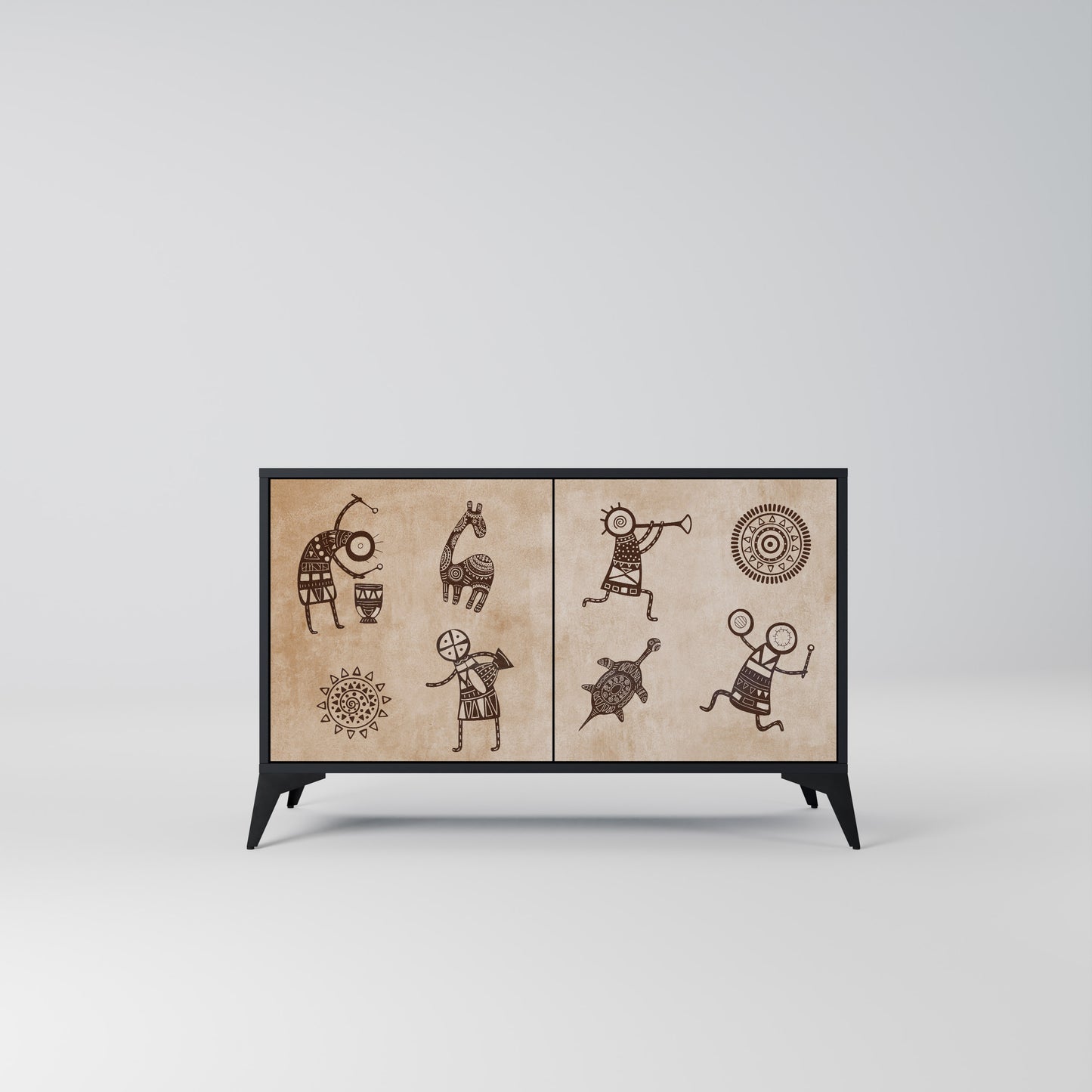 AFRICAN STYLE 2-Door Sideboard in Black Finish