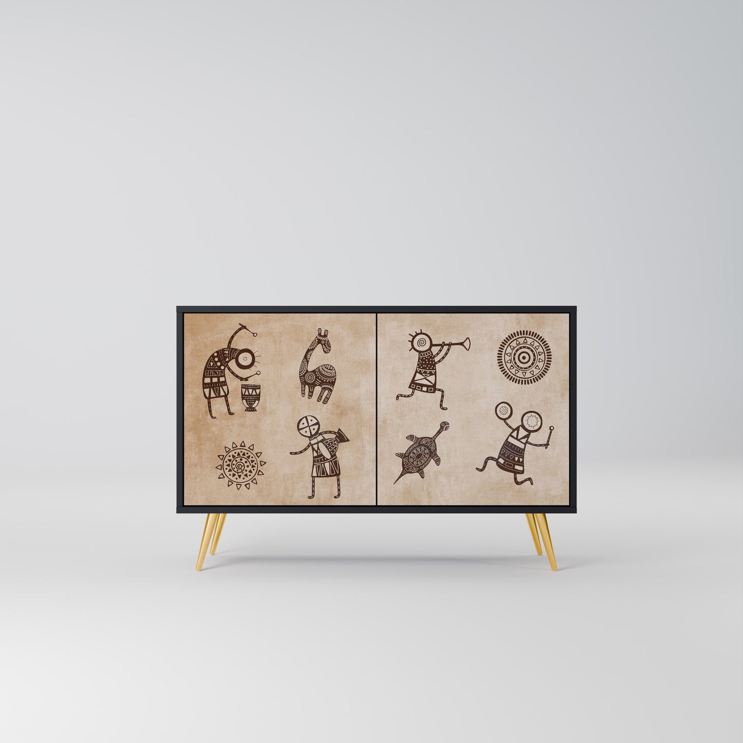 AFRICAN STYLE 2-Door Sideboard in Black Finish