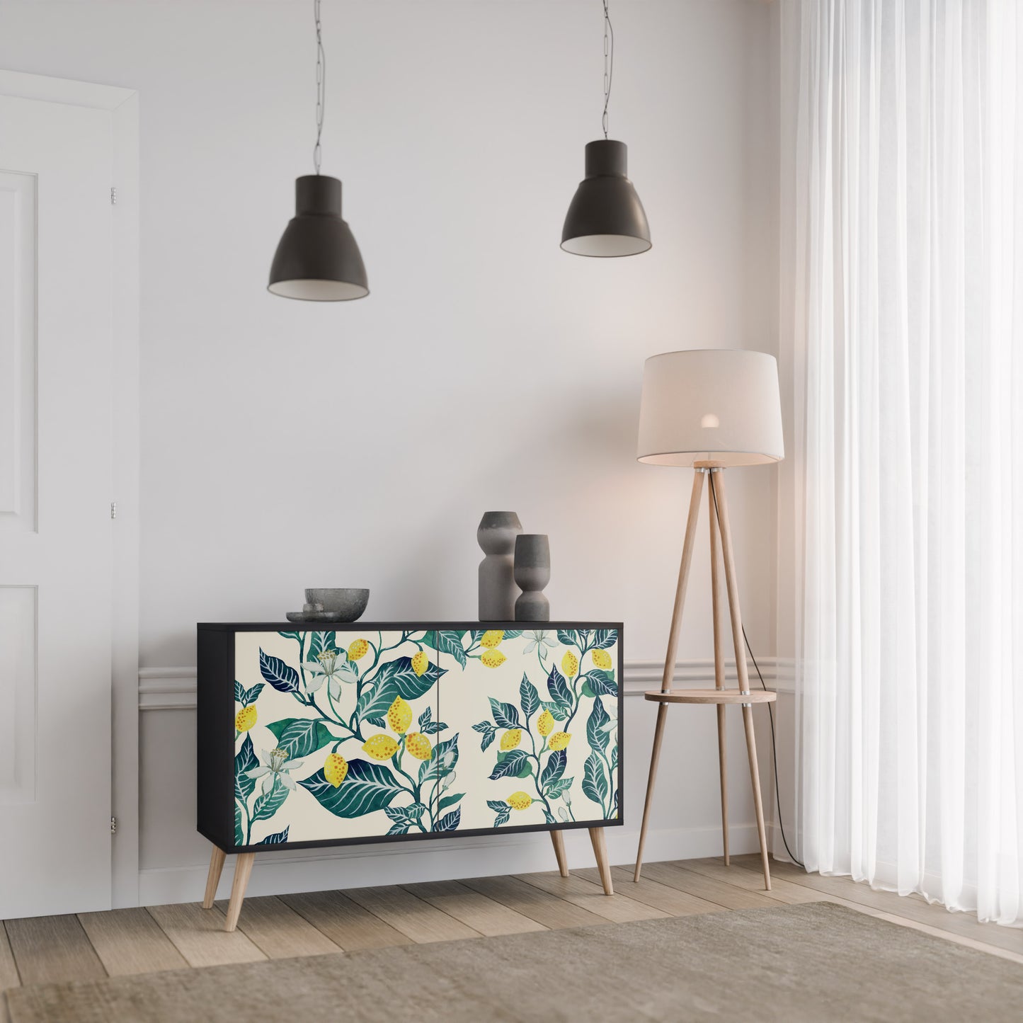 LEMON TREE 2-Door Sideboard in Black Finish