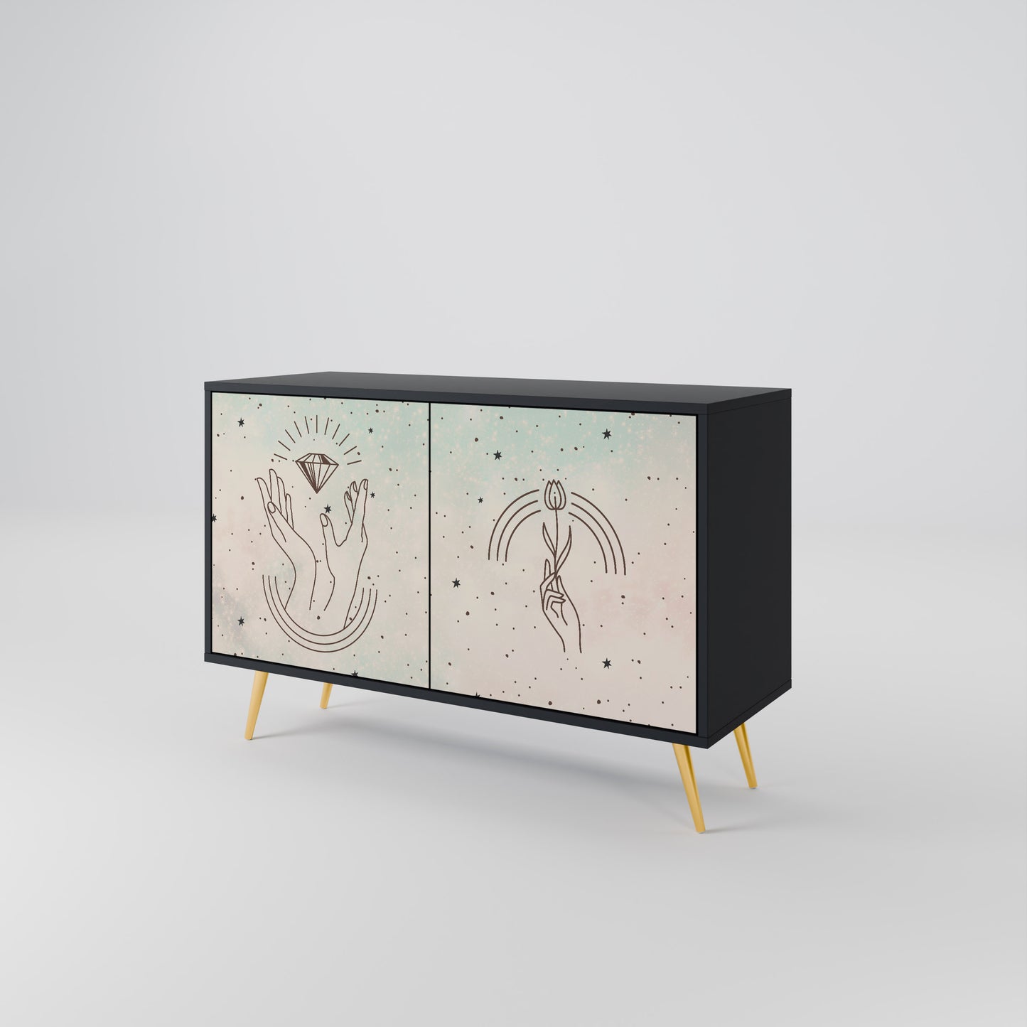 DELICATE BEAUTY 2-Door Sideboard in Black Finish