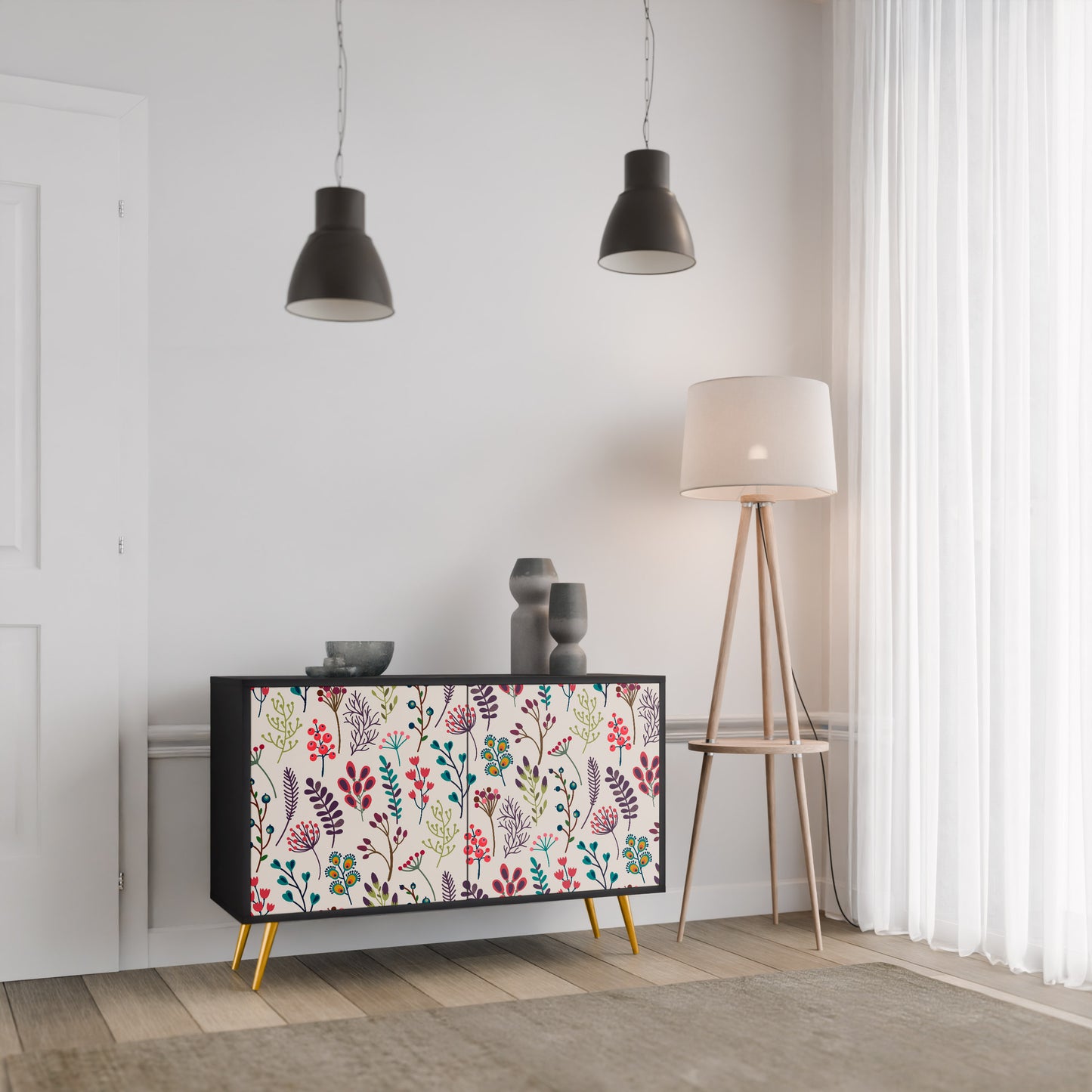 AUTUMN SUNDRIES 2-Door Sideboard in Black Finish