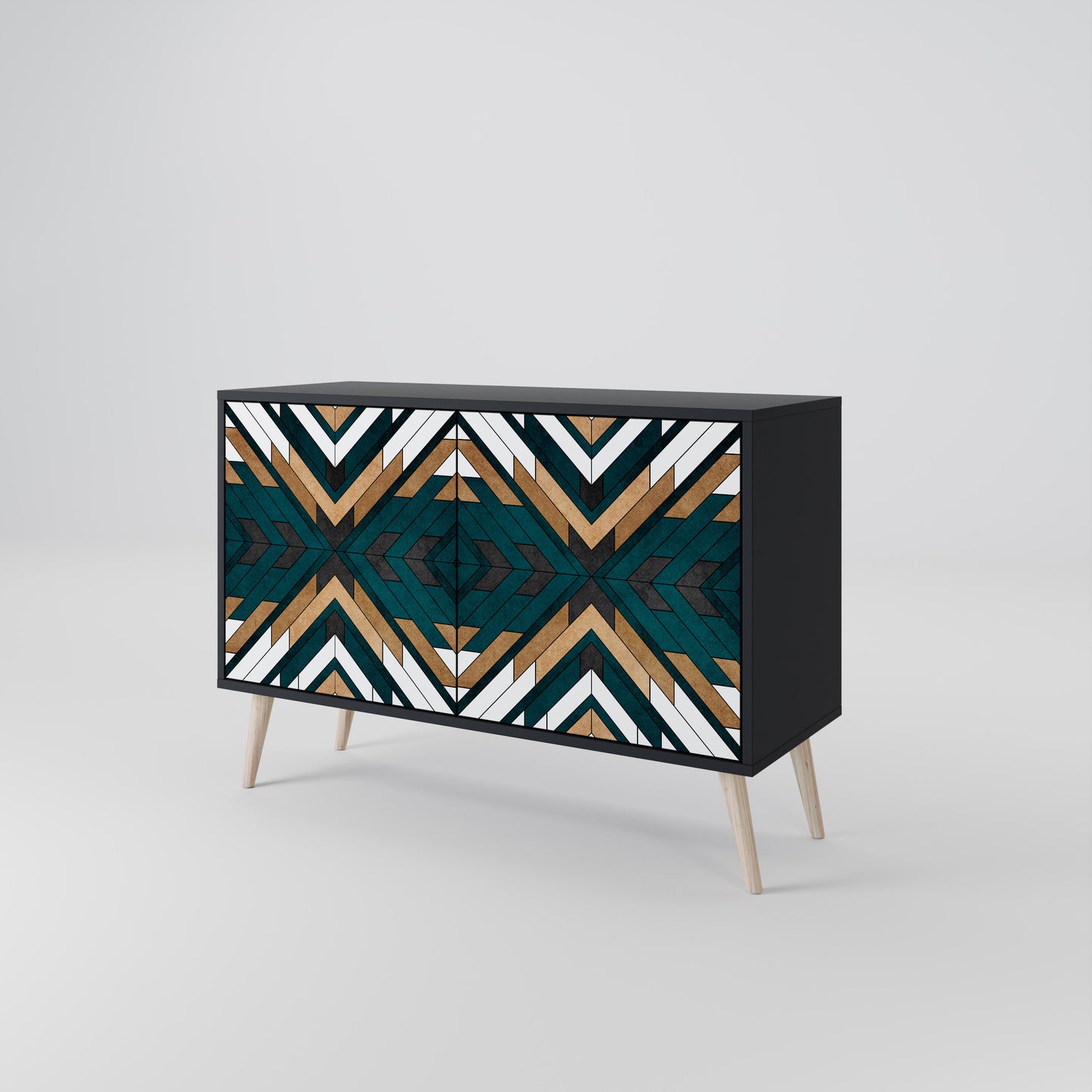 ARTISTIC GEOMETRY 2-Door Sideboard in Black Finish