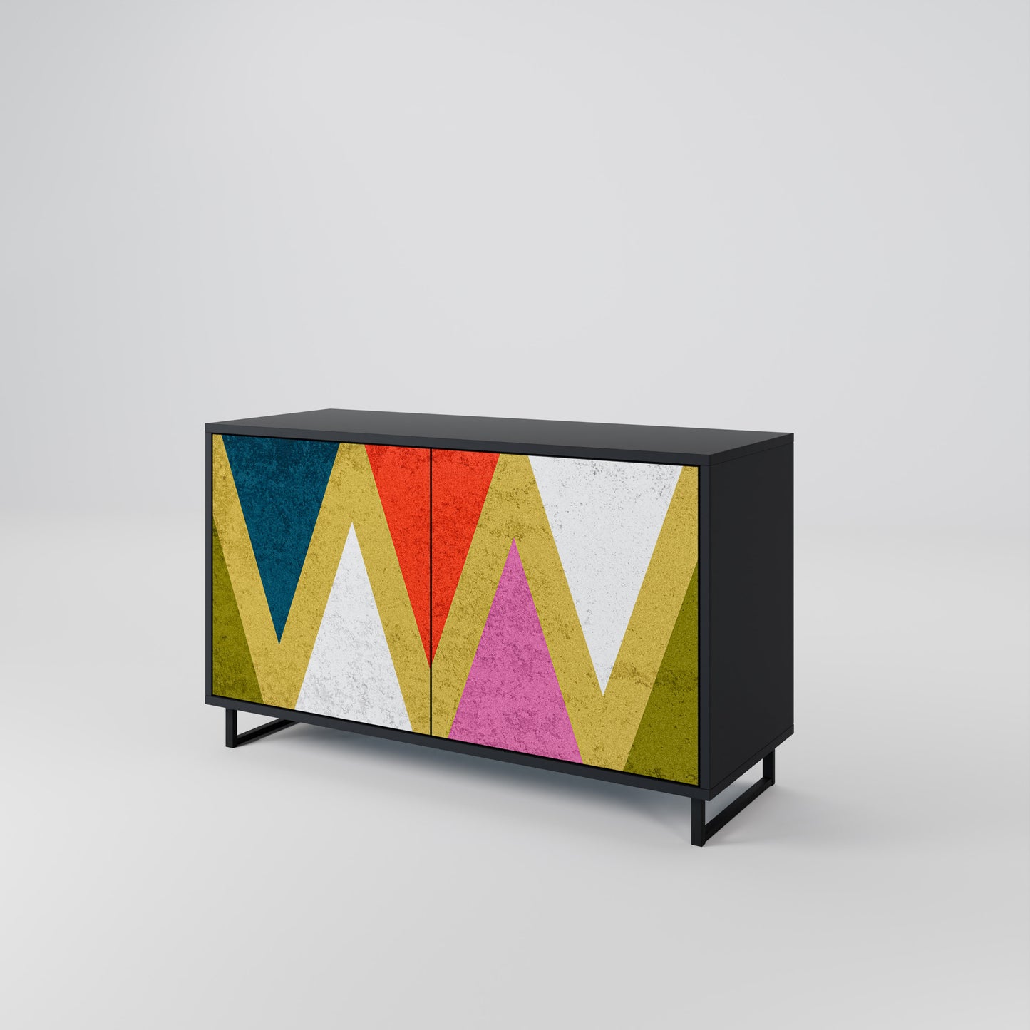 COLORFUL TRIANGLES 2-Door Sideboard in Black Finish