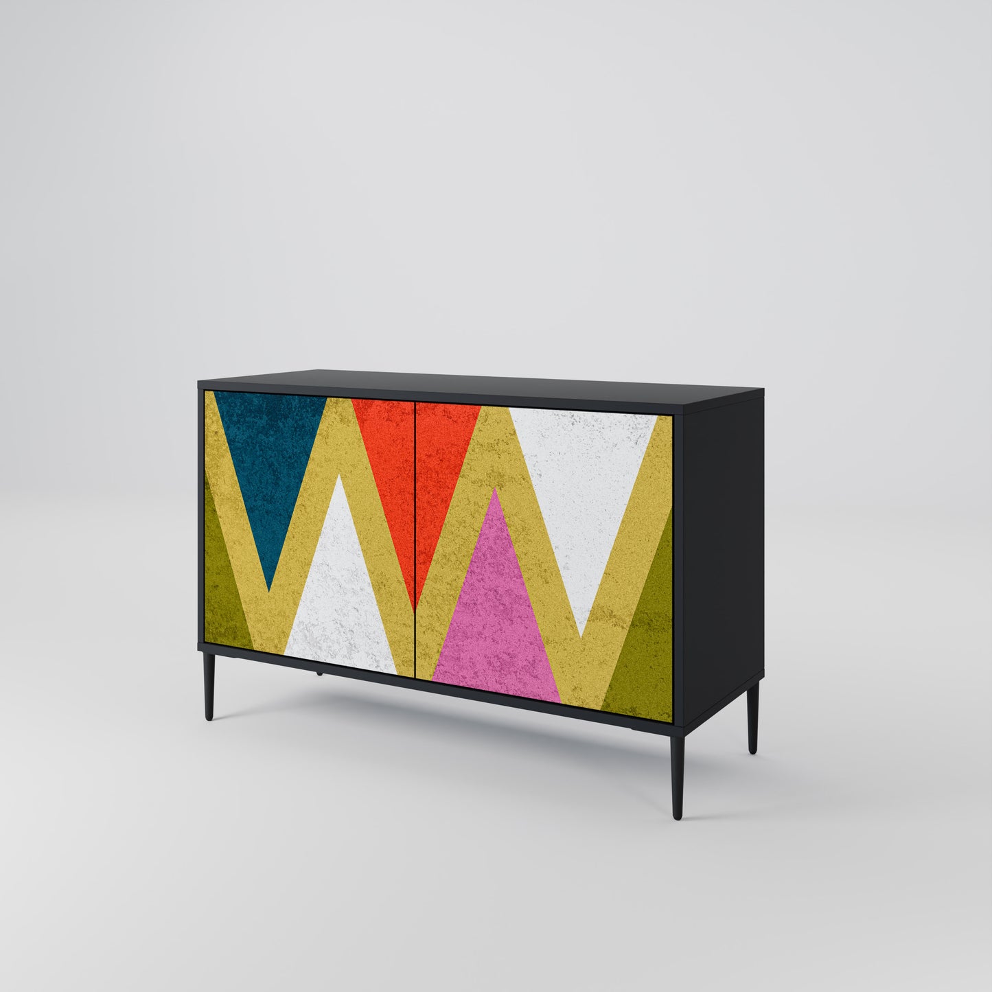 COLORFUL TRIANGLES 2-Door Sideboard in Black Finish