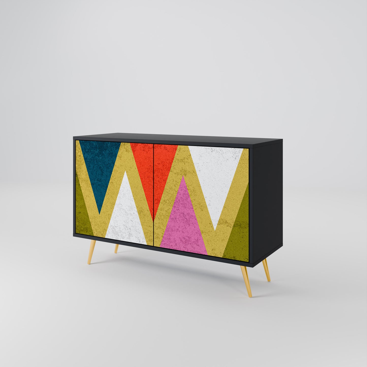 COLORFUL TRIANGLES 2-Door Sideboard in Black Finish