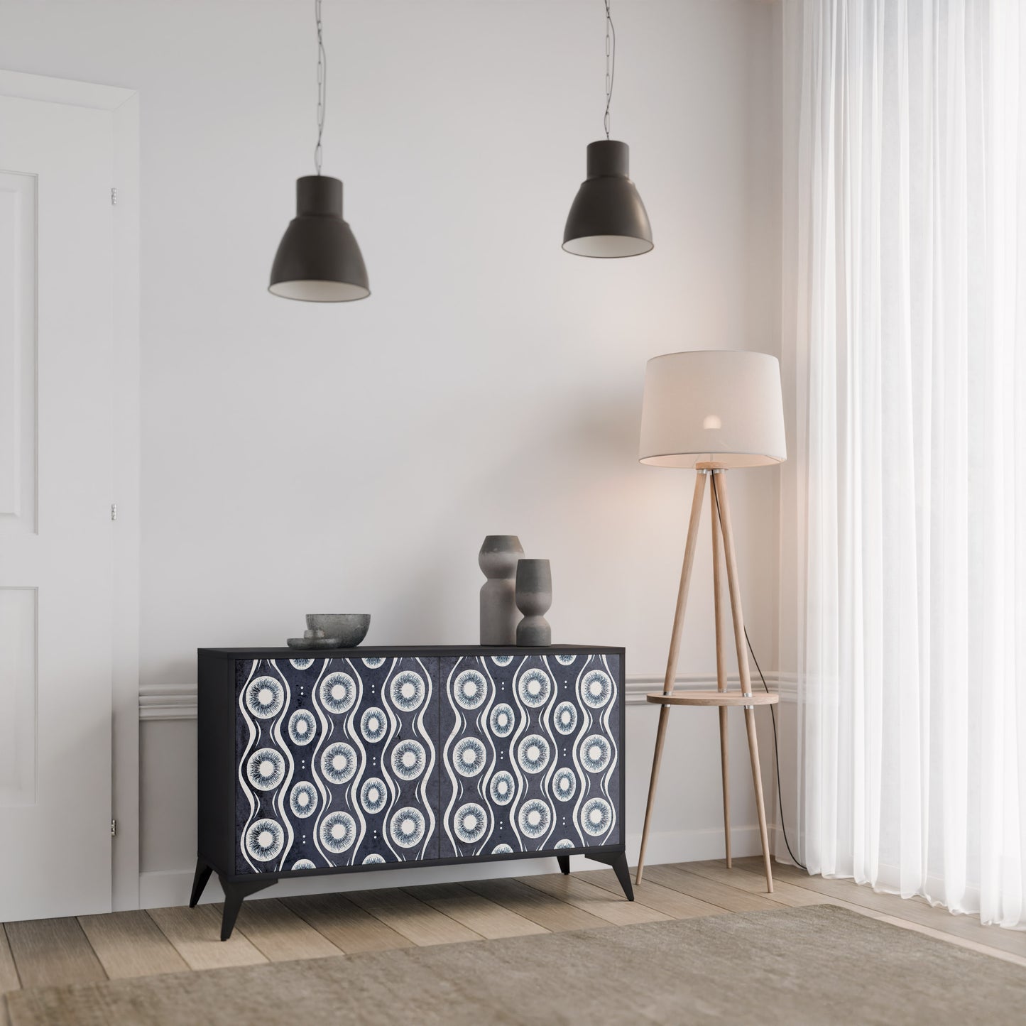 GRAPHITE EYES 2-Door Sideboard in Black Finish