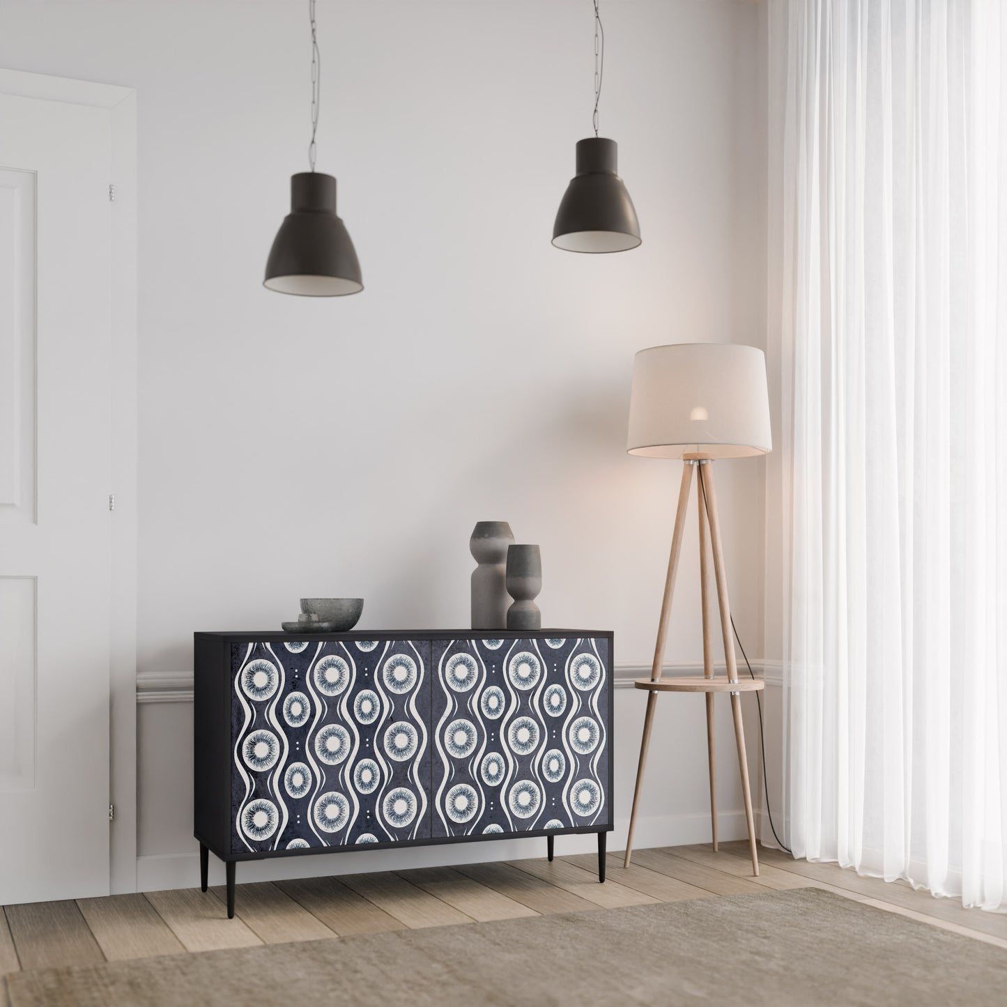 GRAPHITE EYES 2-Door Sideboard in Black Finish