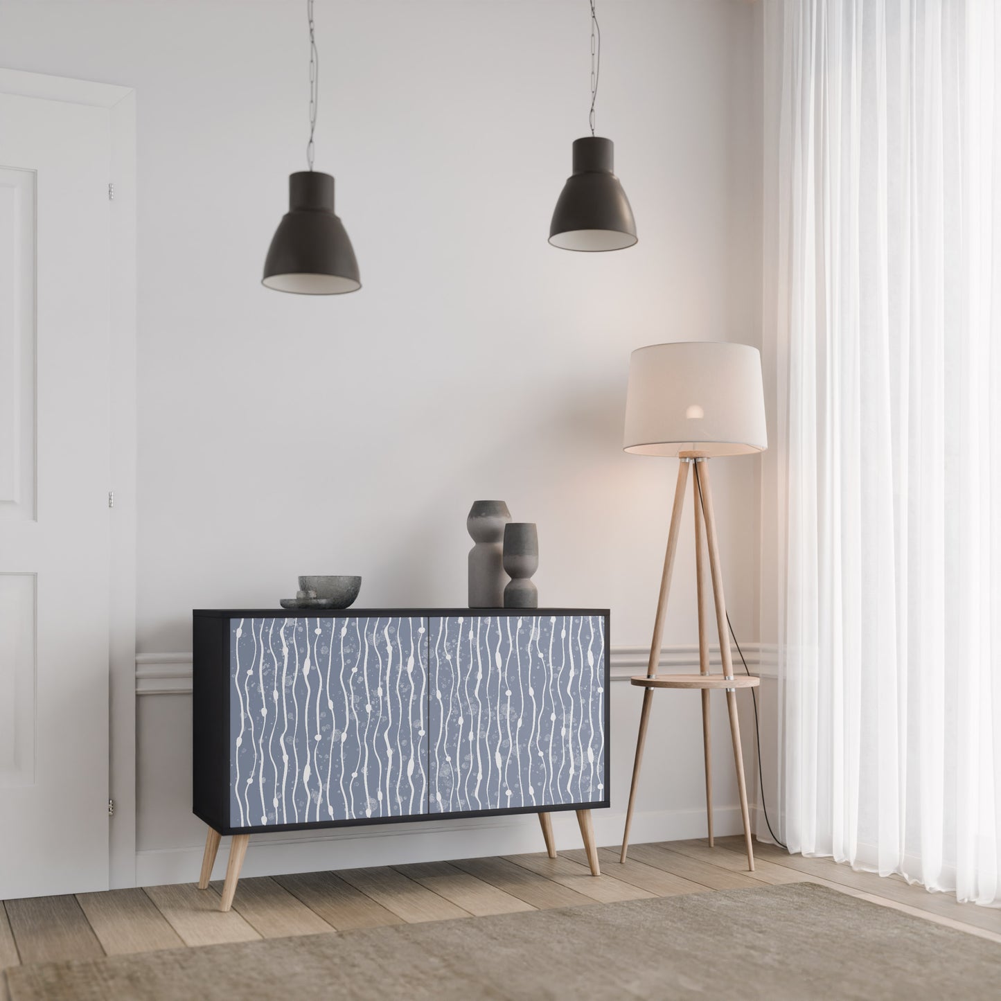 GRAPHITE RAIN 2-Door Sideboard in Black Finish
