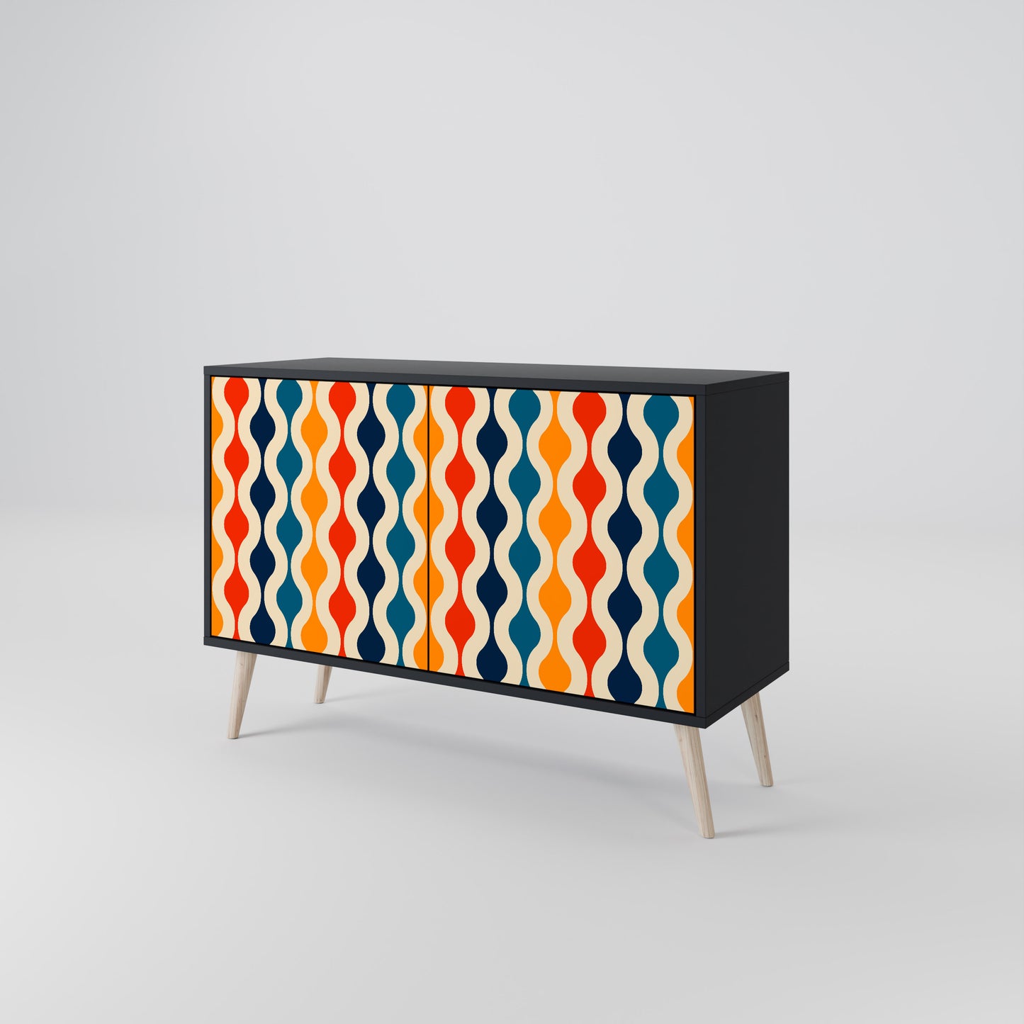 COLORFUL NOSTALGIA 2-Door Sideboard in Black Finish