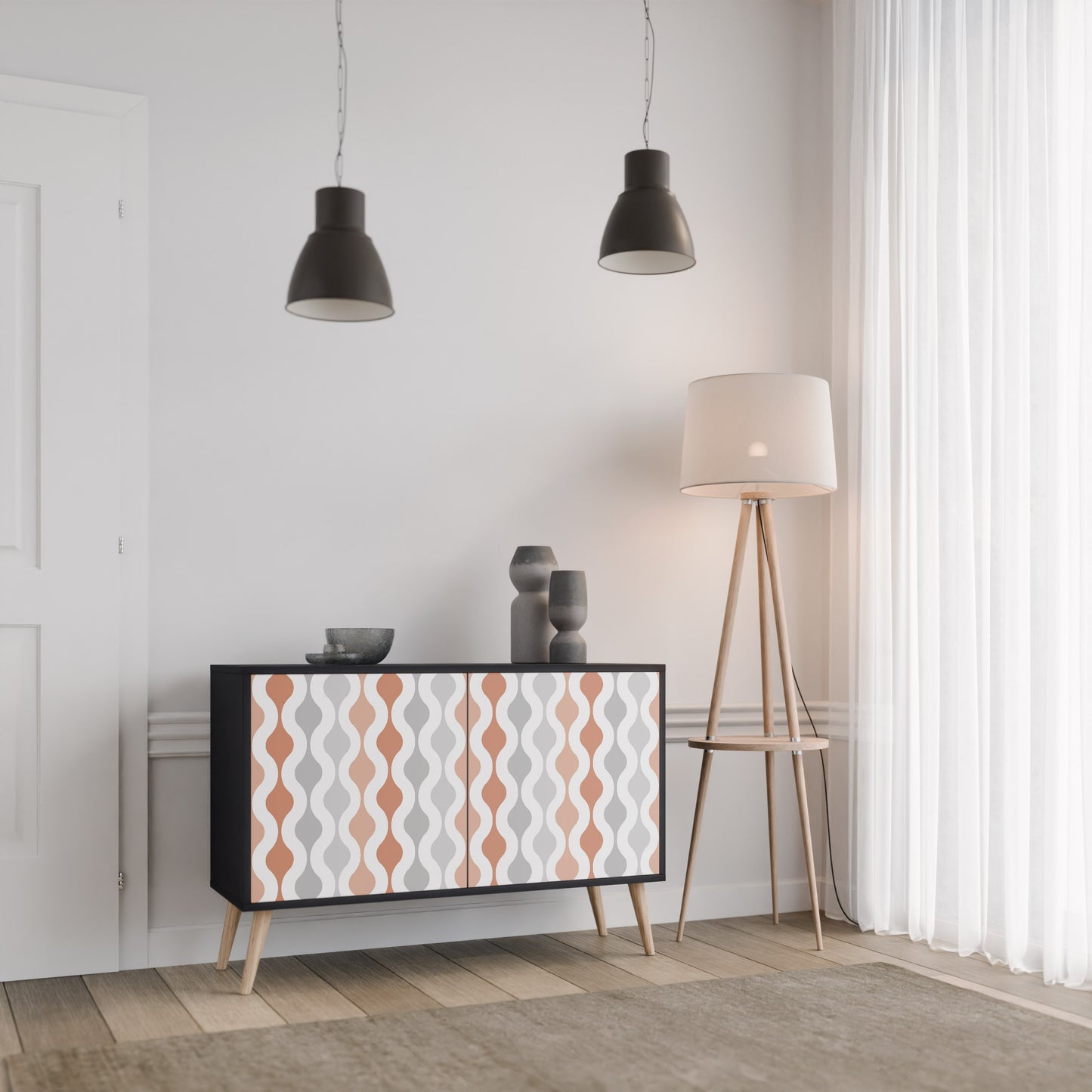 HAZY NOSTALGIA 2-Door Sideboard in Black Finish