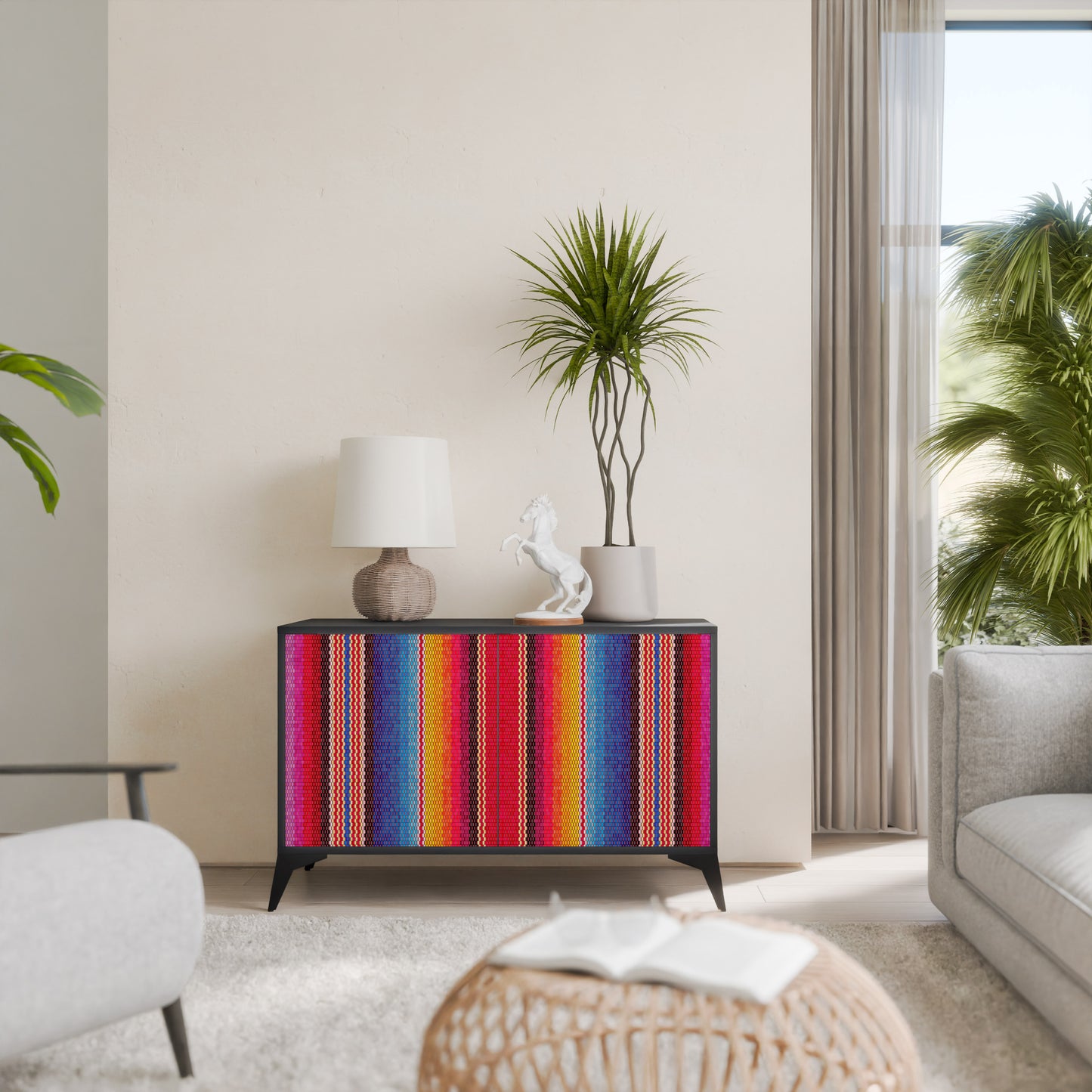 ETHNIC MEXICAN 2-Door Sideboard in Black Finish