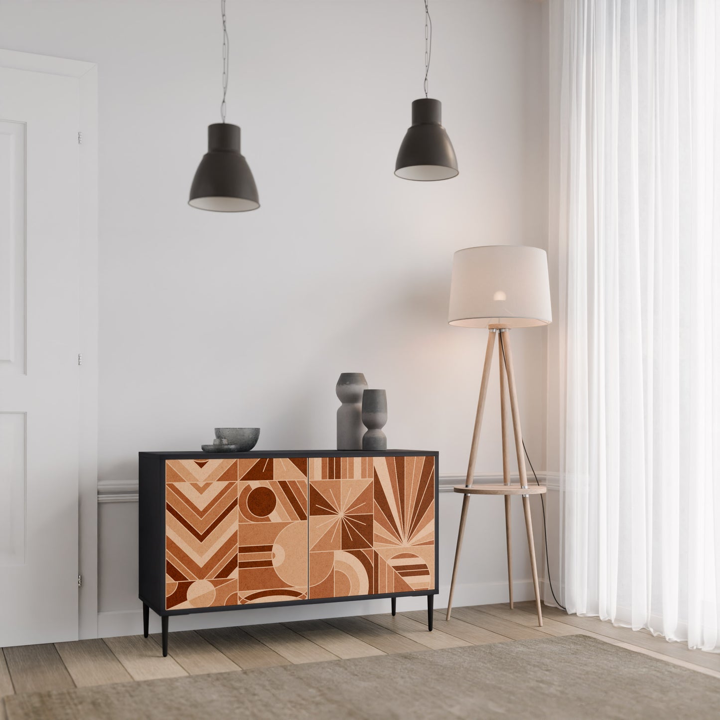 PRISM MOSAIC 2-Door Sideboard in Black Finish