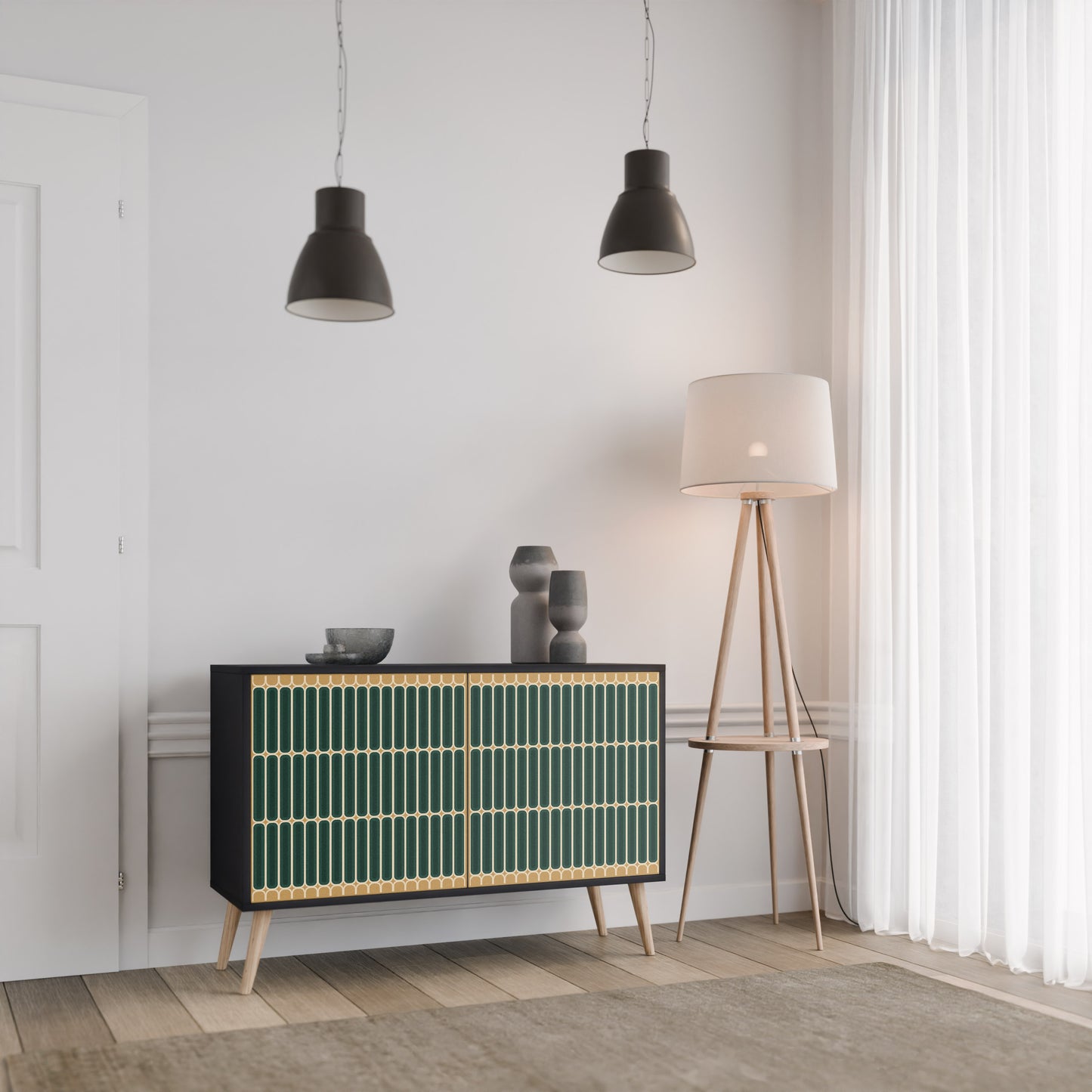 ILUSION GATE 2-Door Sideboard in Black Finish