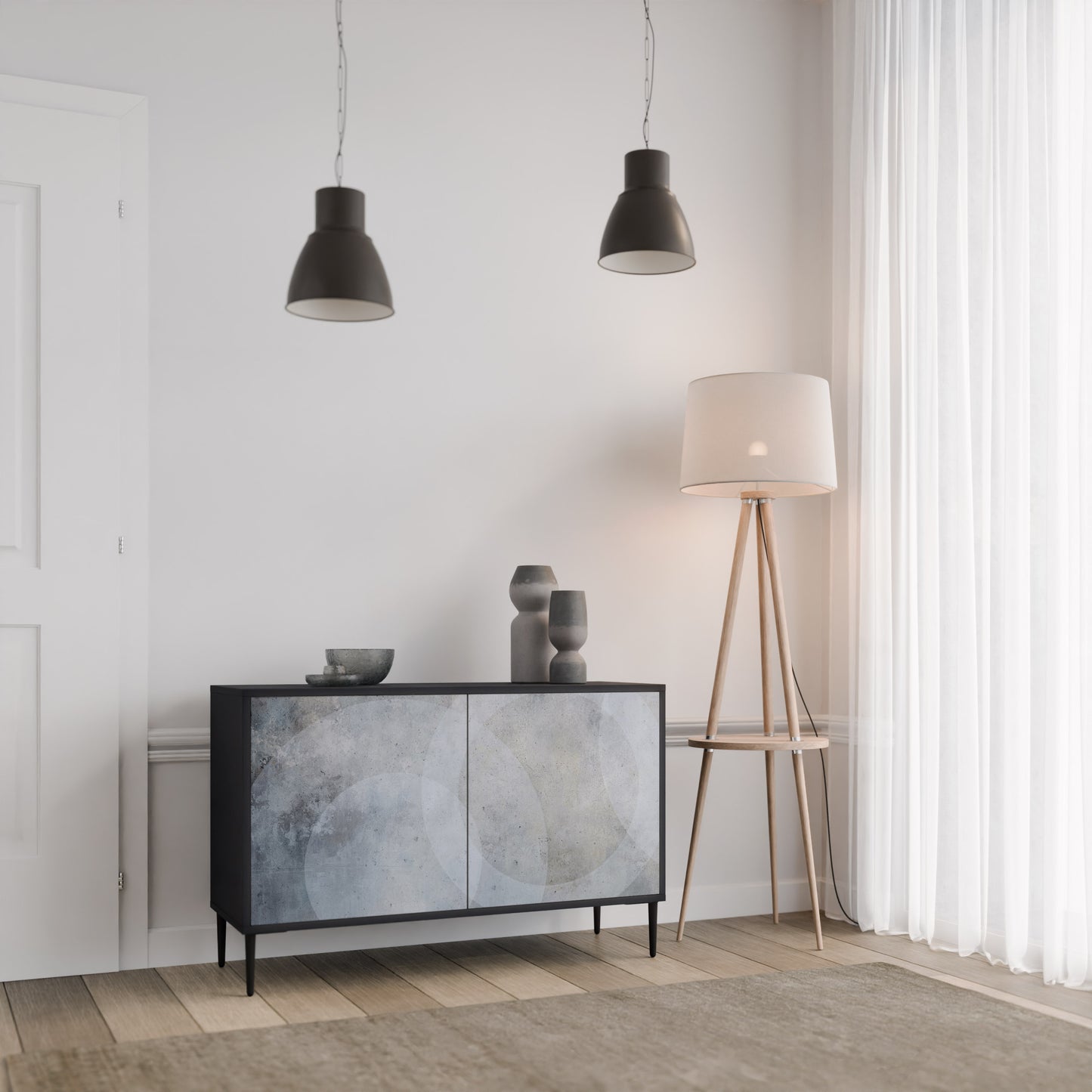 MUTED ARC 2-Door Sideboard in Black Finish