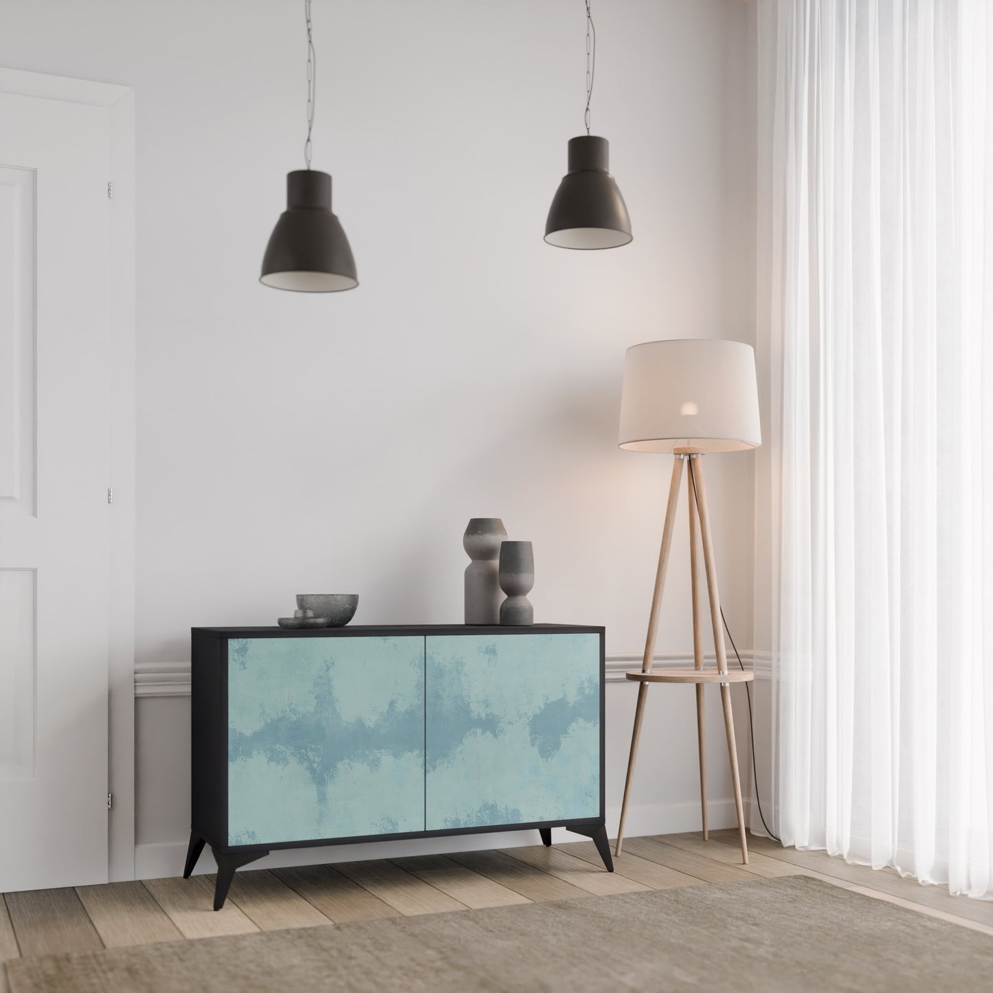 SKY WASH 2-Door Sideboard in Black Finish