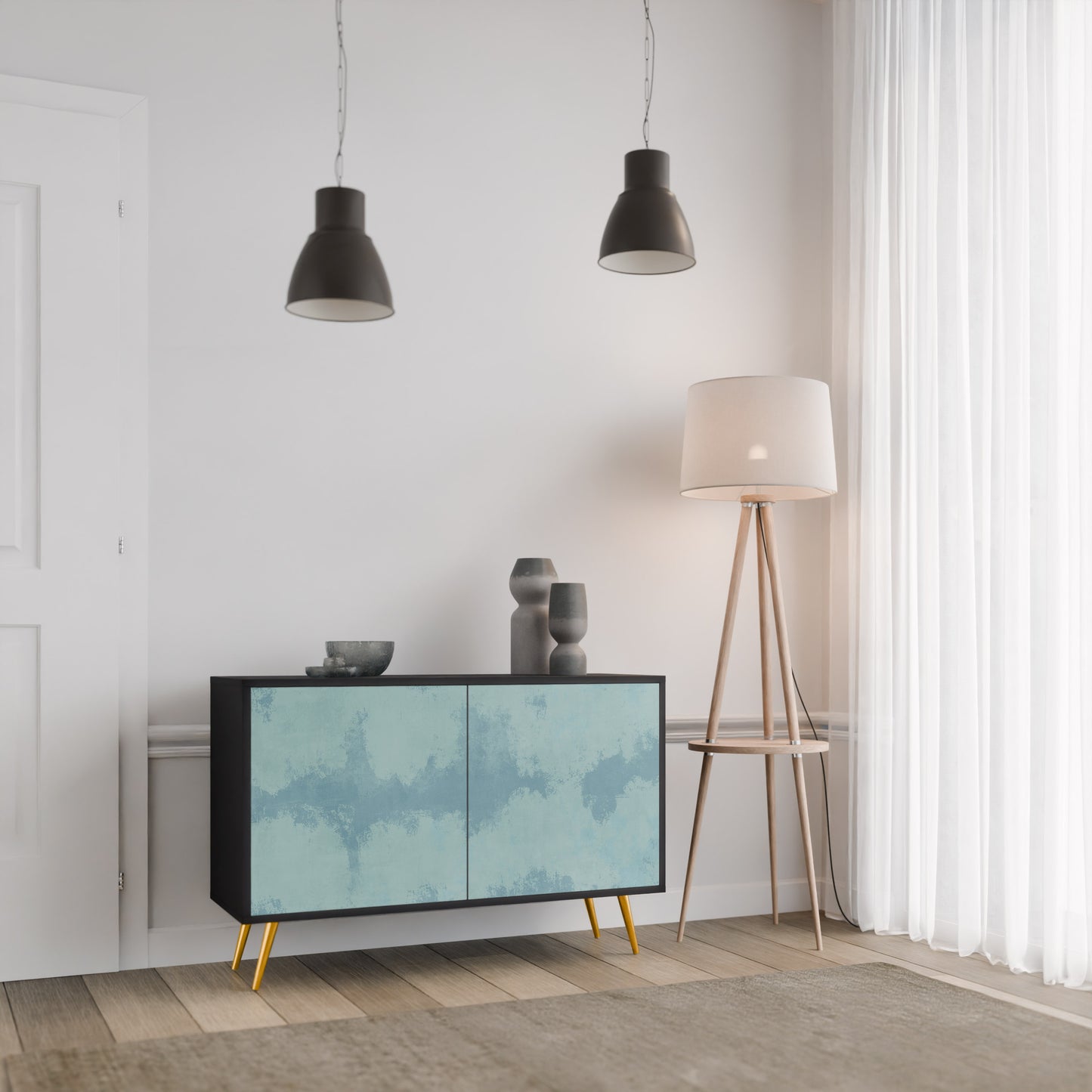 SKY WASH 2-Door Sideboard in Black Finish