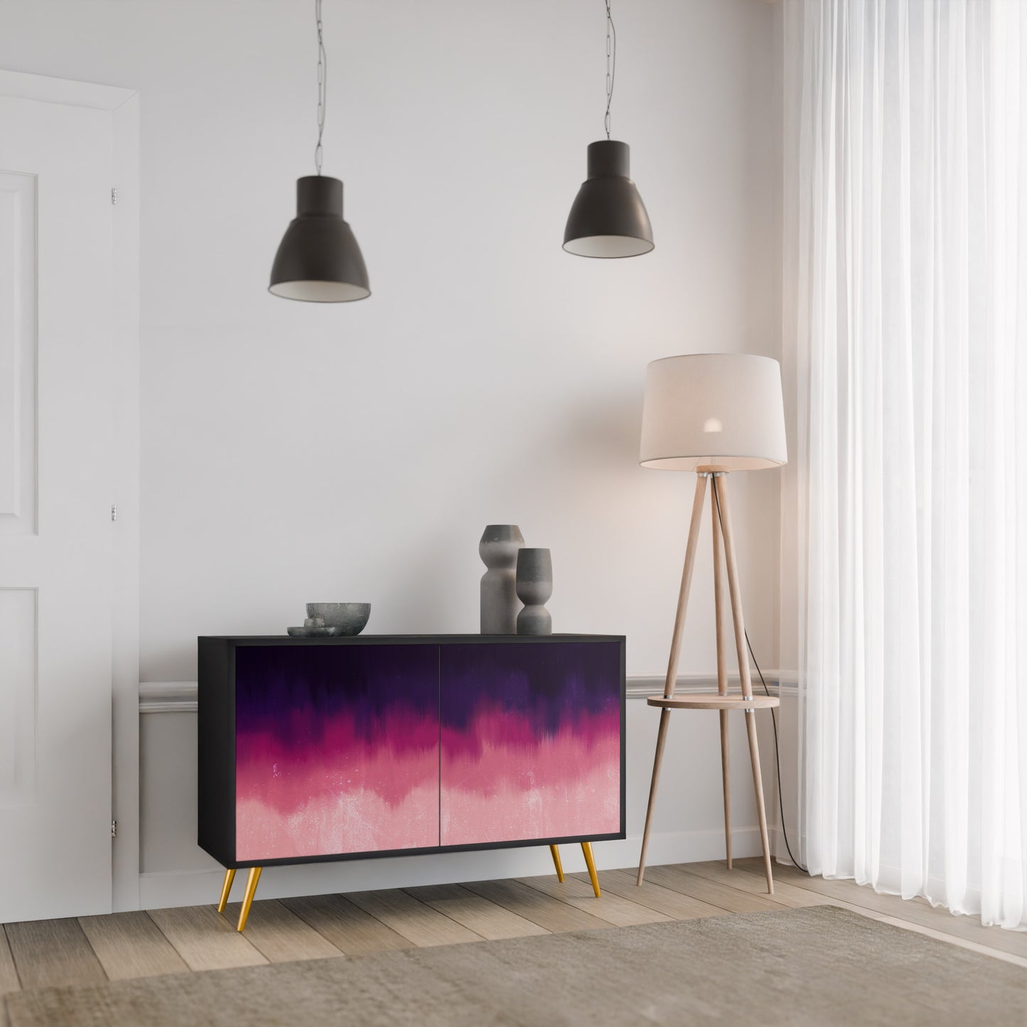 AURORA BOREALIS 2-Door Sideboard in Black Finish