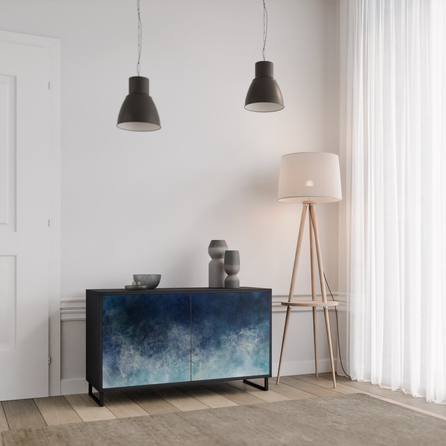 CELESTIAL FALL 2-Door Sideboard in Black Finish