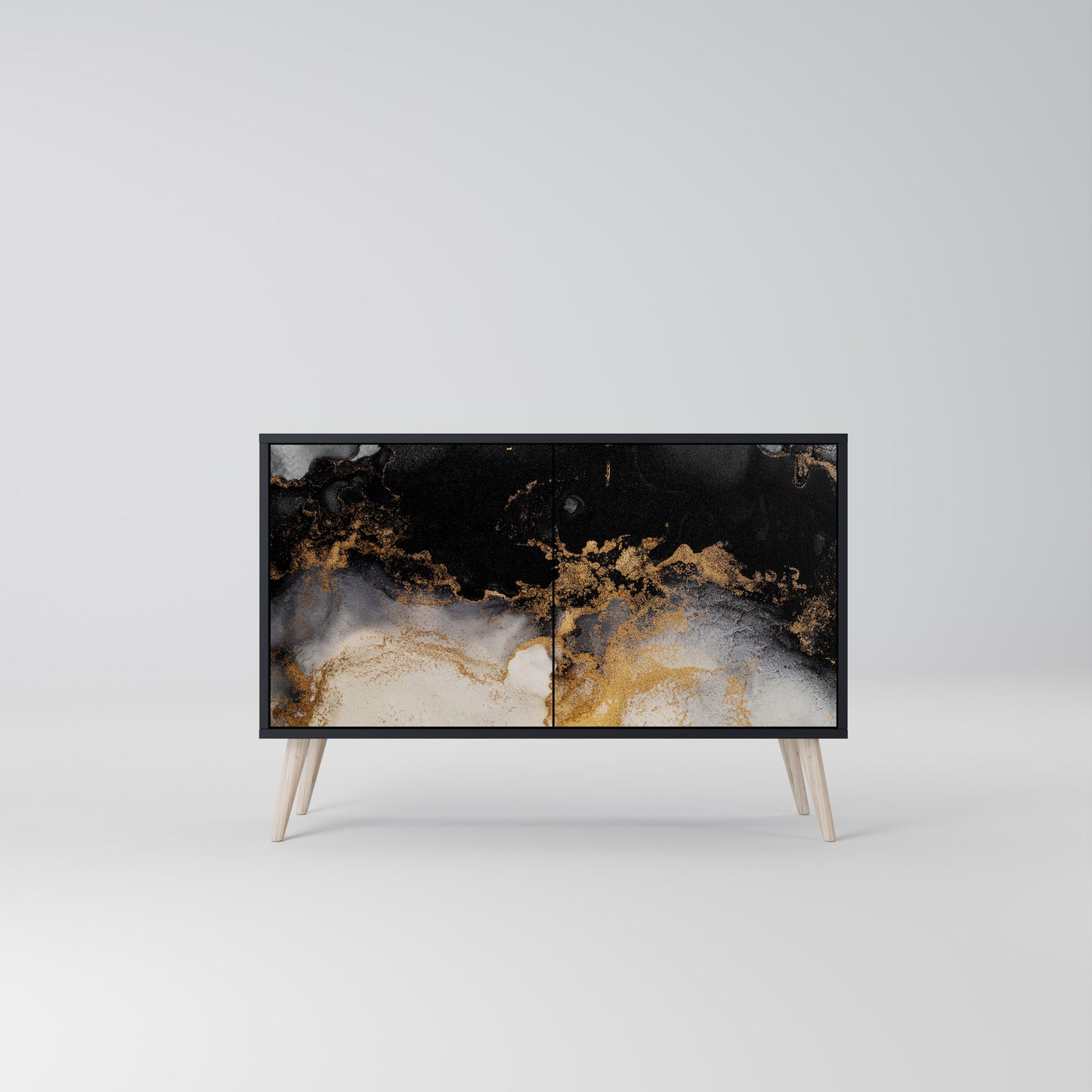 MARBLE OF TOMMORROW 2-Door Sideboard in Black Finish