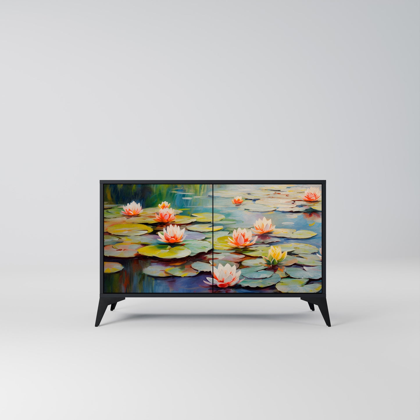 BLOOMING WATERS 2-Door Sideboard in Black Finish