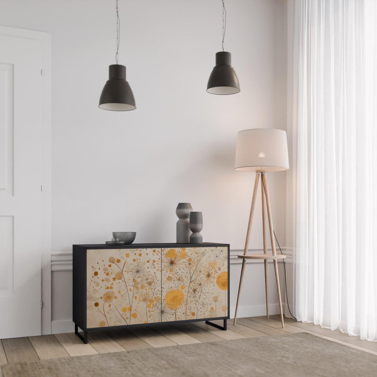 MORNING GLADE 2-Door Sideboard in Black Finish