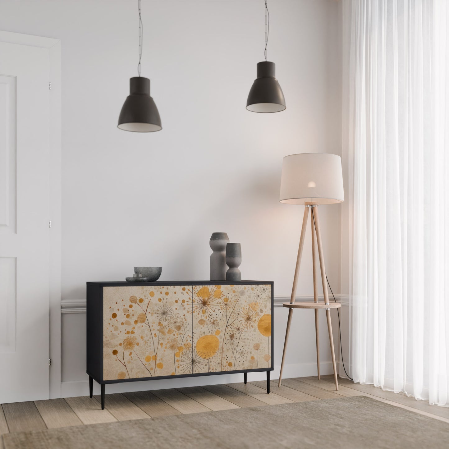 MORNING GLADE 2-Door Sideboard in Black Finish