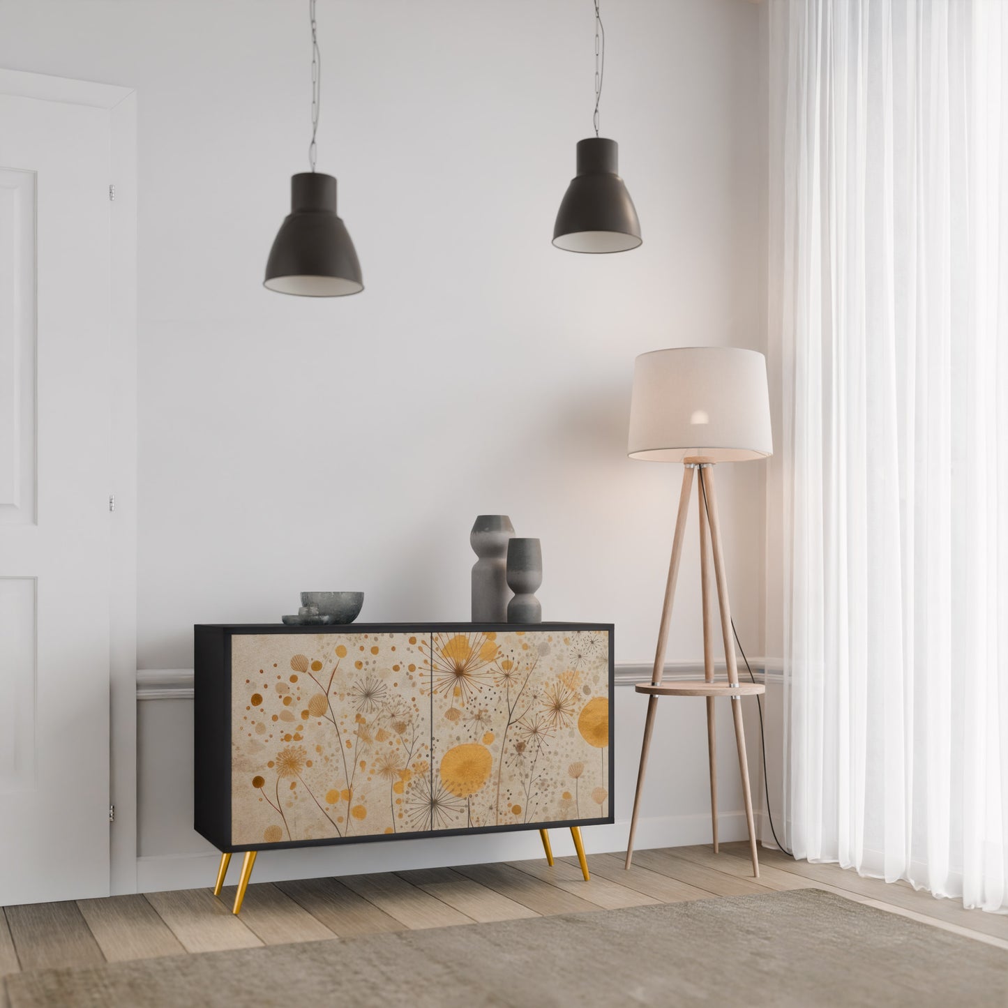 MORNING GLADE 2-Door Sideboard in Black Finish
