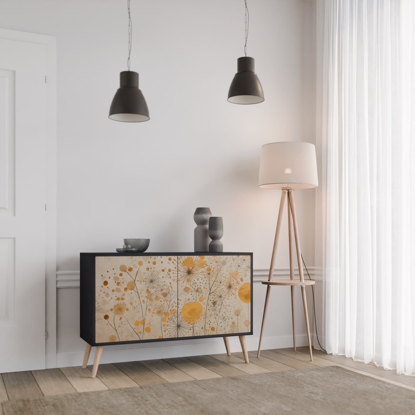MORNING GLADE 2-Door Sideboard in Black Finish
