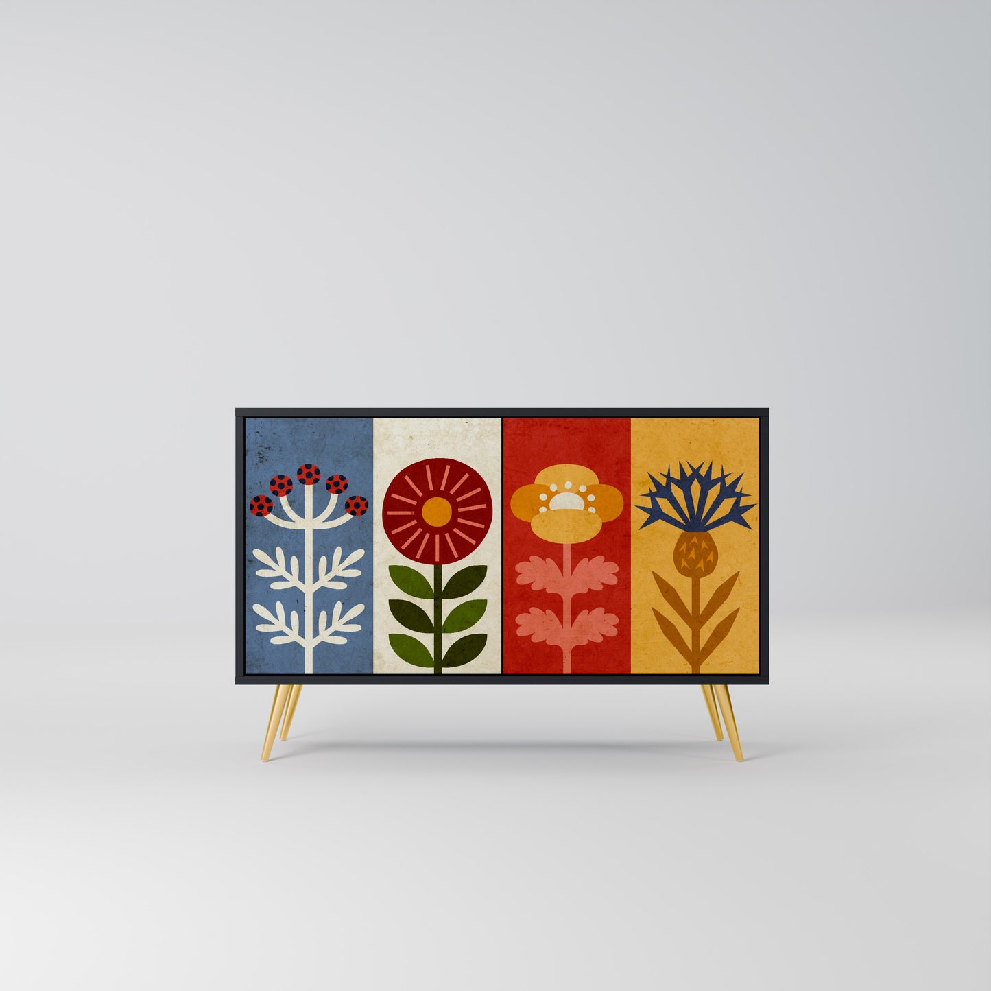SCANDIC FLOWERET 2-Door Sideboard in Black Finish