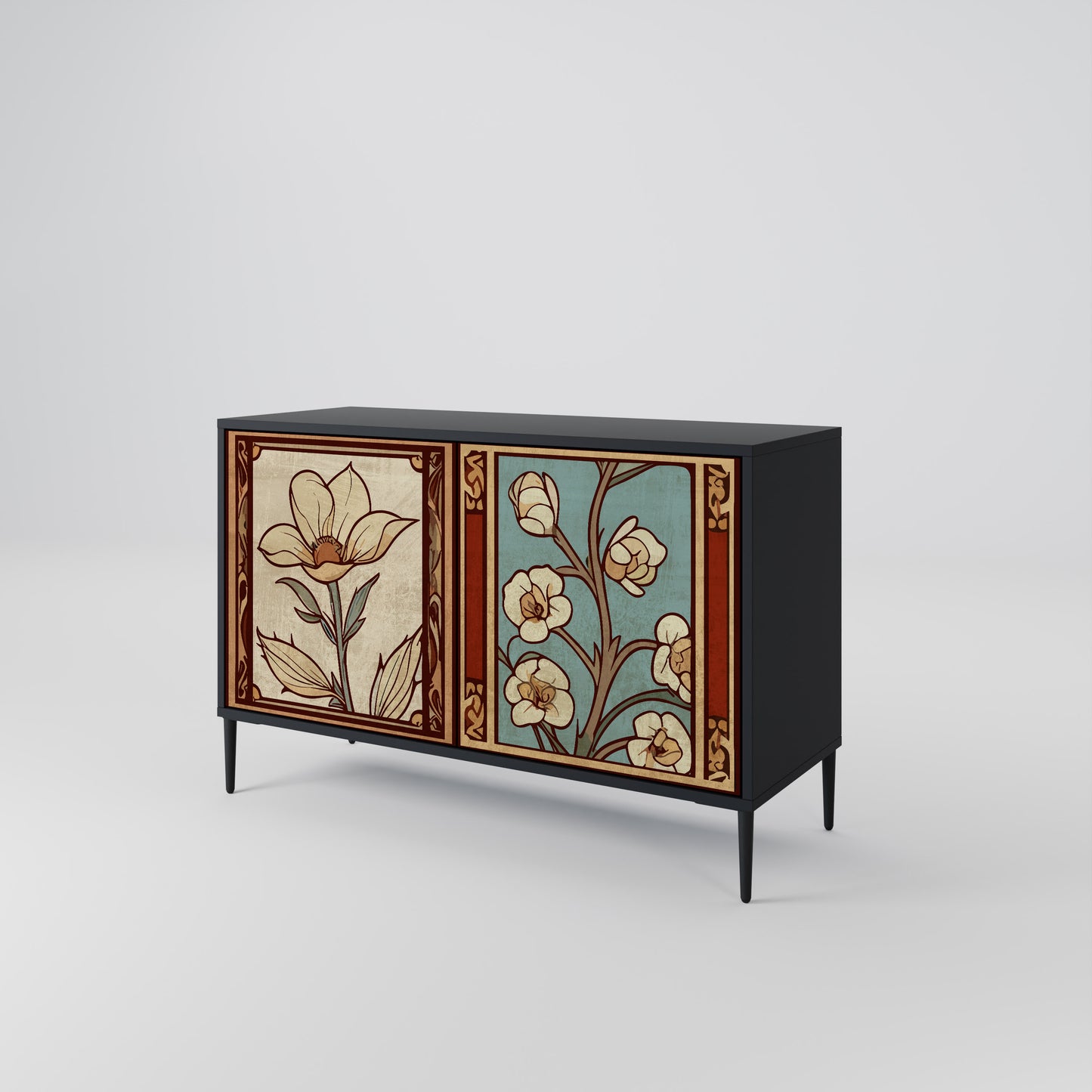 TIMELESS FLORA 2-Door Sideboard in Black Finish