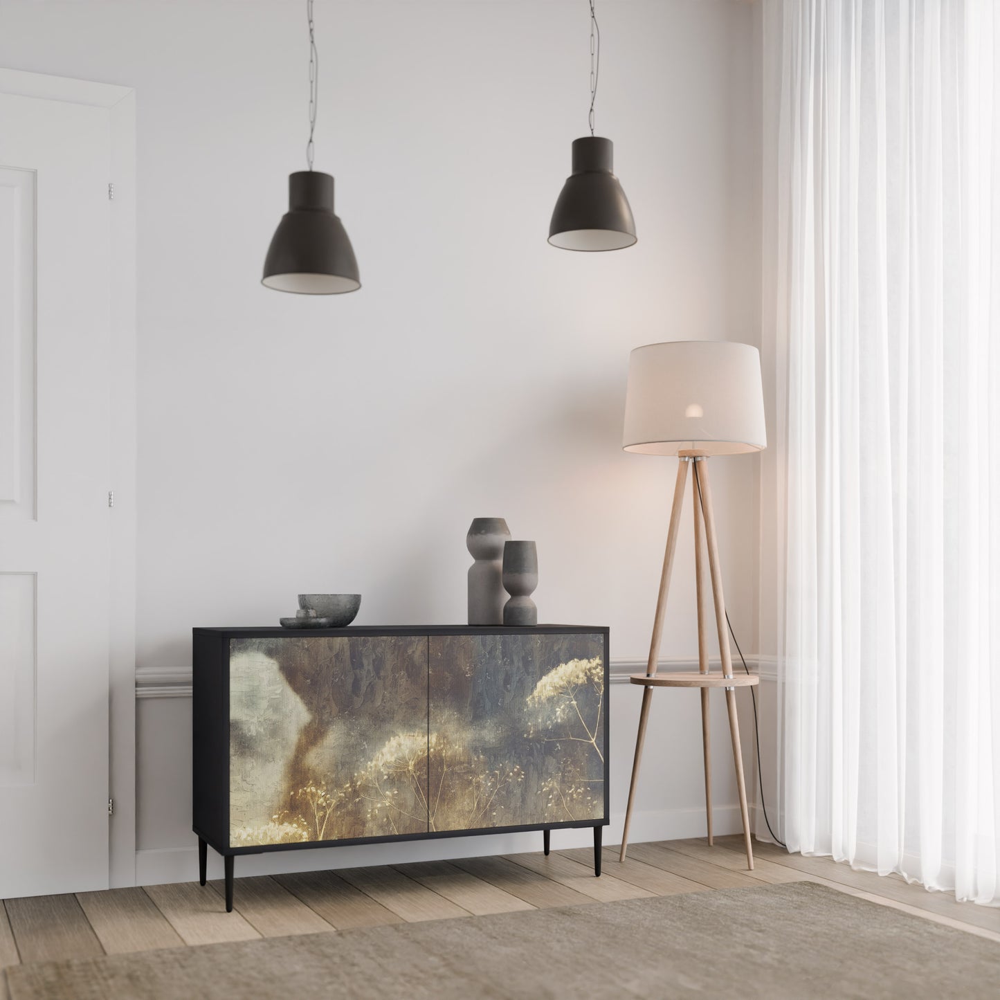 GENTLE POWER 2-Door Sideboard in Black Finish