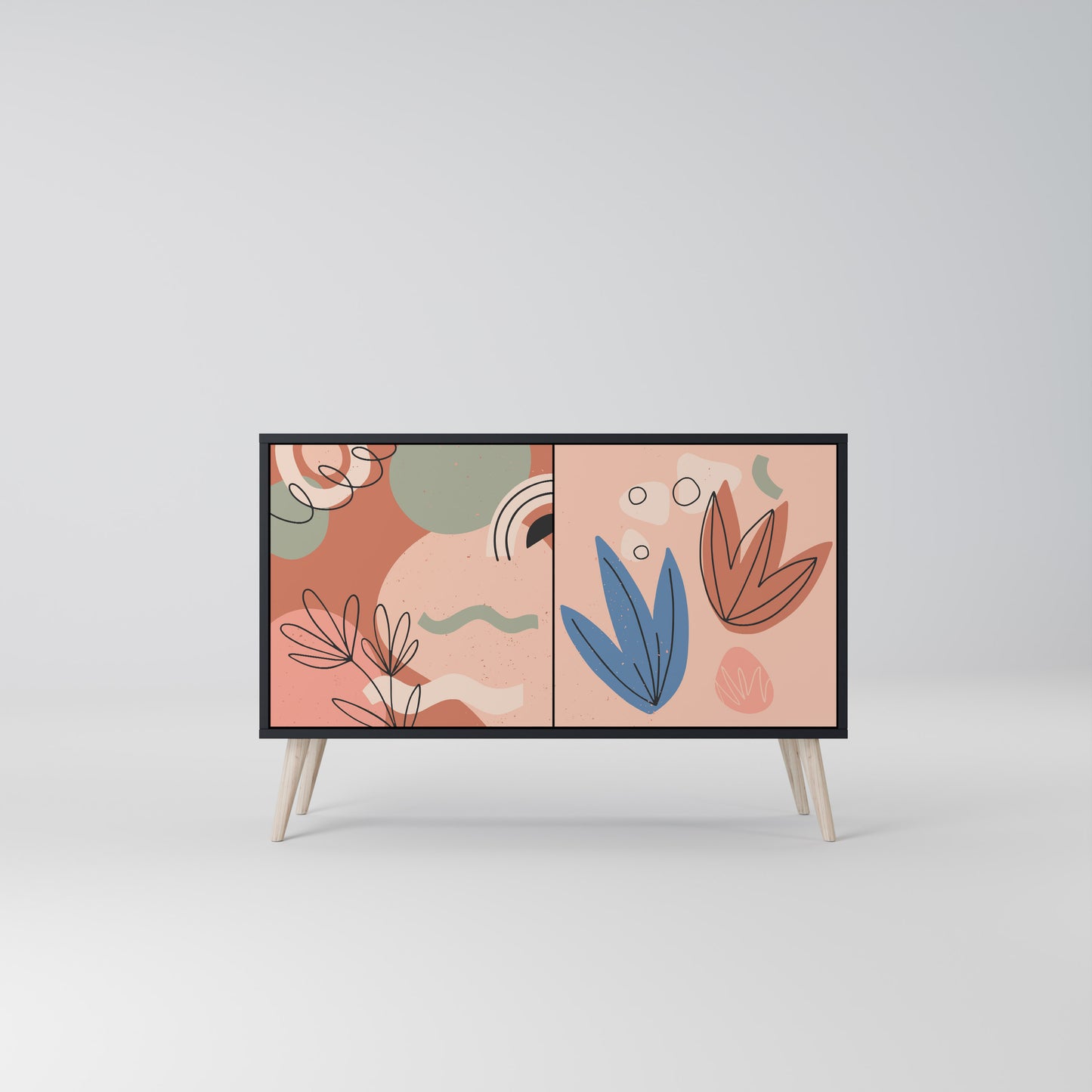 PASTEL DESTINY 2-Door Sideboard in Black Finish