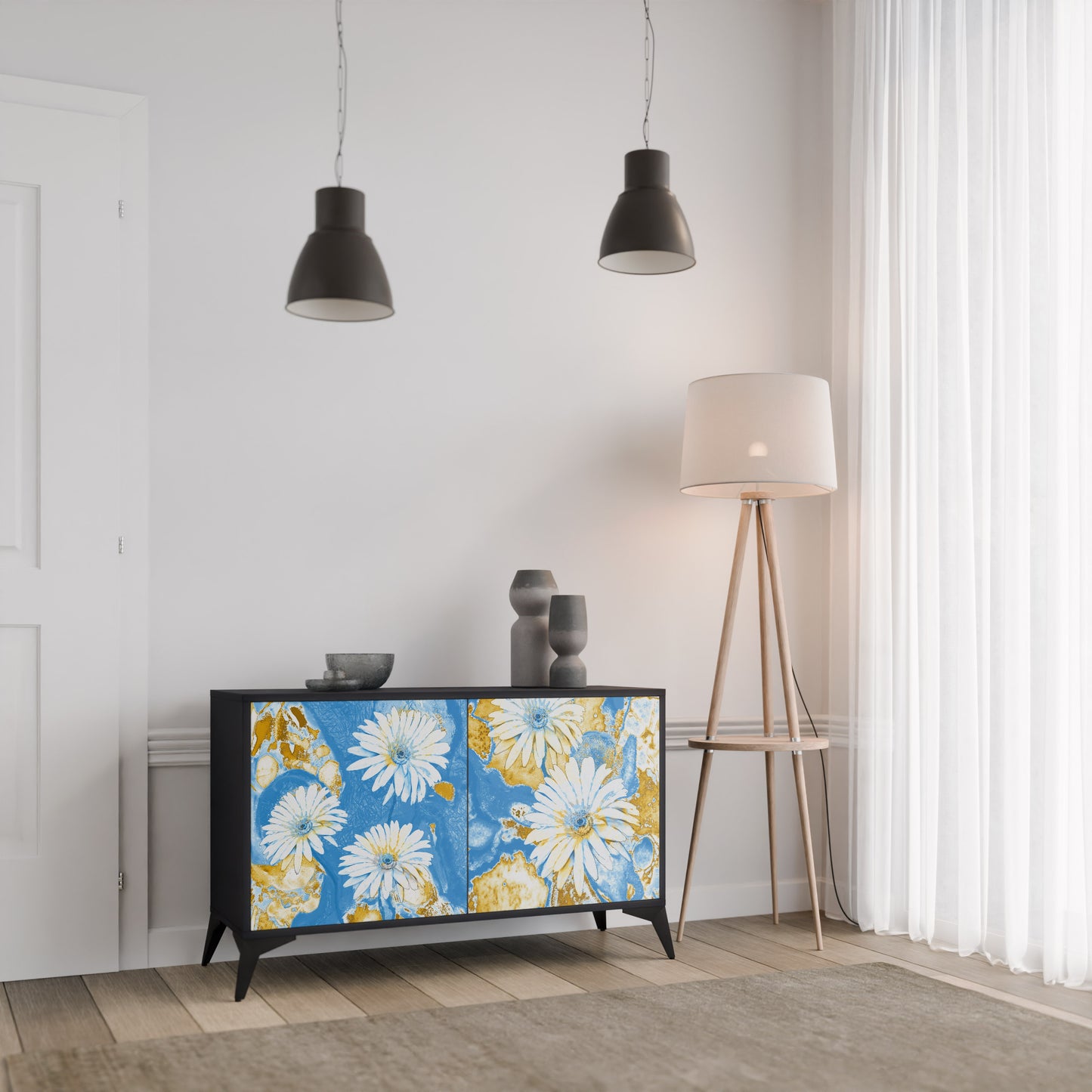 DAISY LUXE 2-Door Sideboard in Black Finish