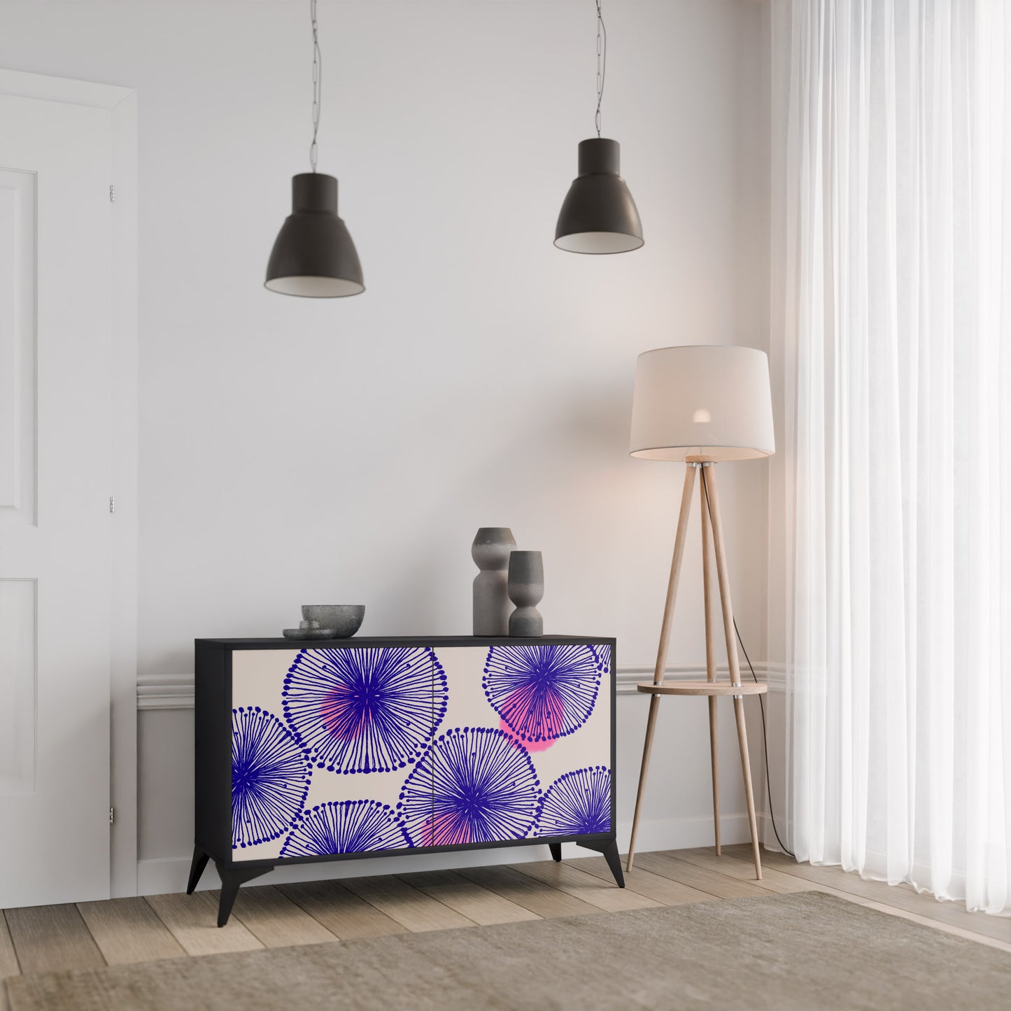 MAGIC NATURE 2-Door Sideboard in Black Finish