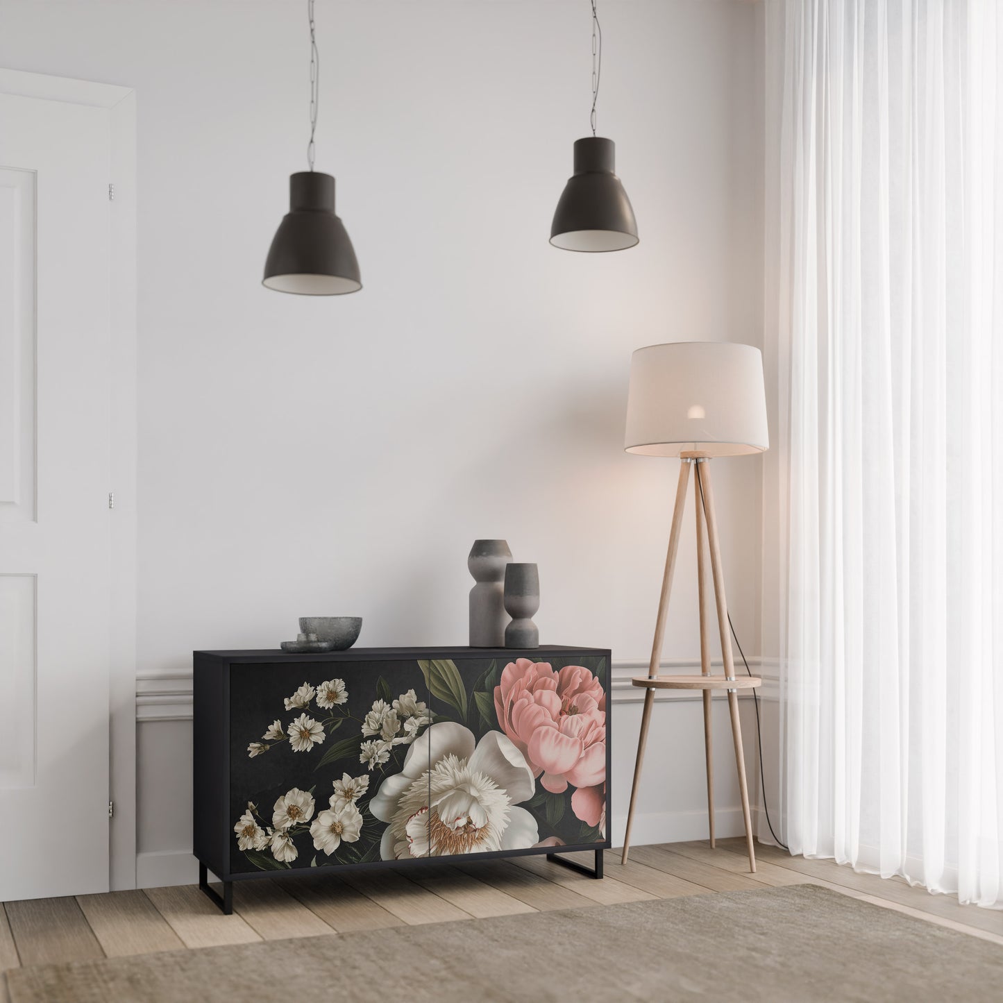 LUSH ELEGANCE 2-dörrars skänk i svart finish