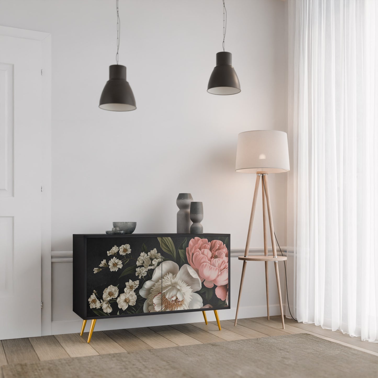 LUSH ELEGANCE 2-dörrars skänk i svart finish