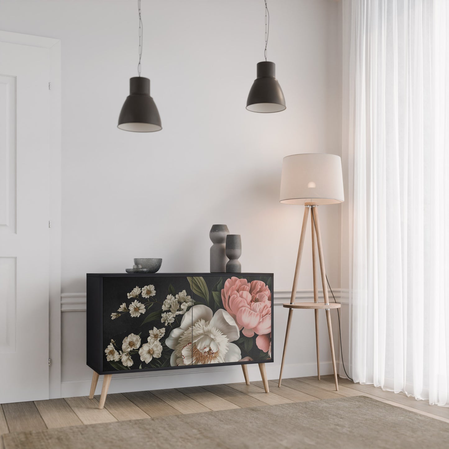 LUSH ELEGANCE 2-dörrars skänk i svart finish