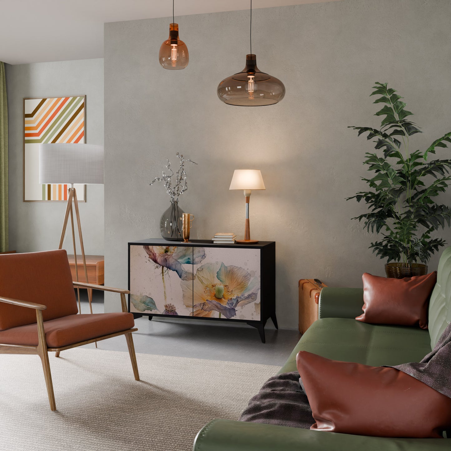 SOFTEN POPPY 2-dörrars skänk i svart finish