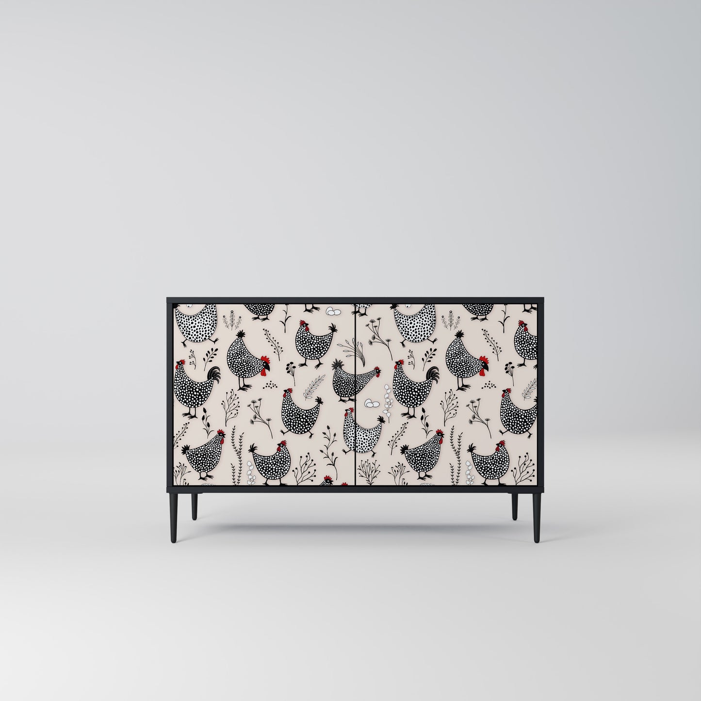 HAPPY HENS 2-Door Sideboard in Black Finish