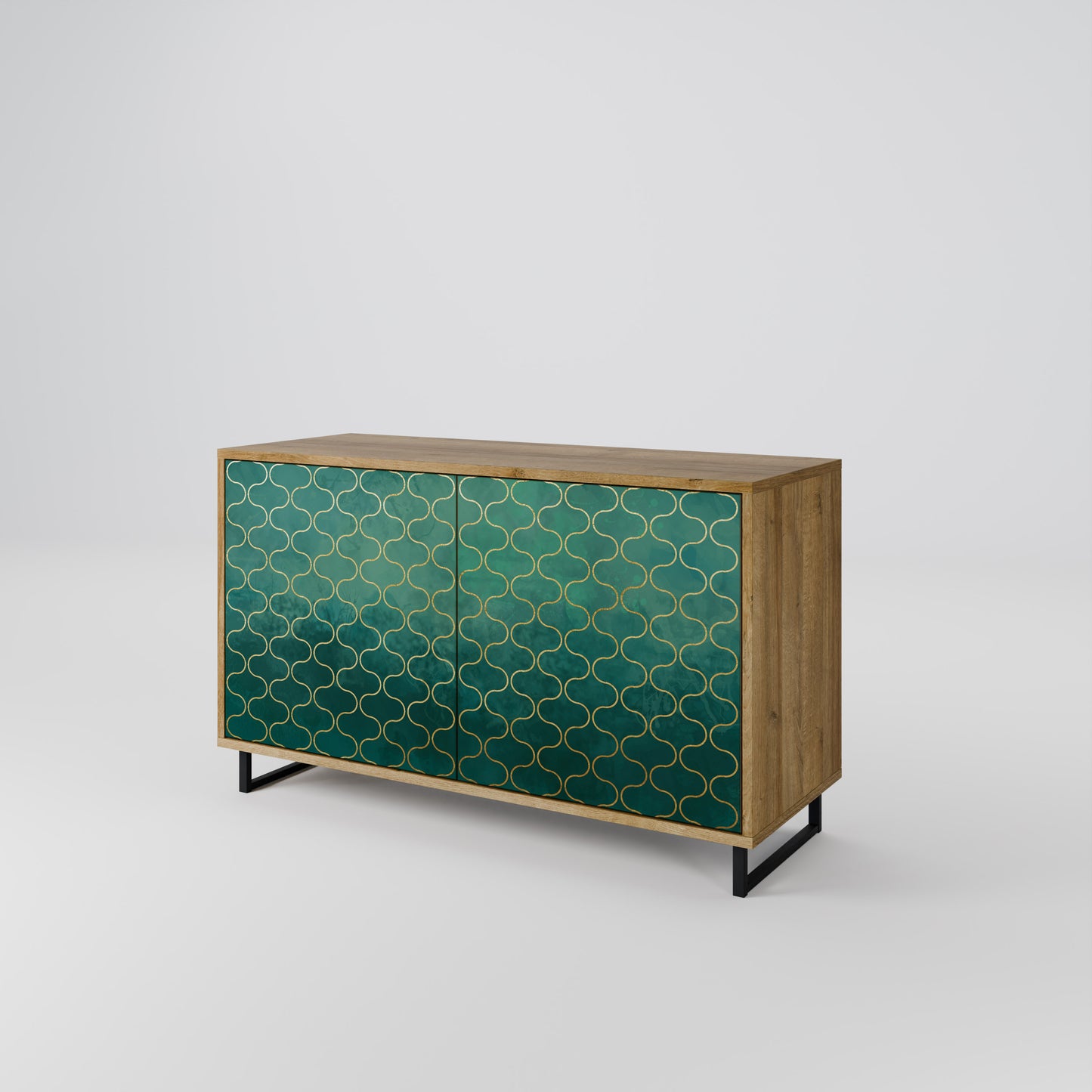 TESSELATED GREENERY 2-Door Sideboard in Oak Effect
