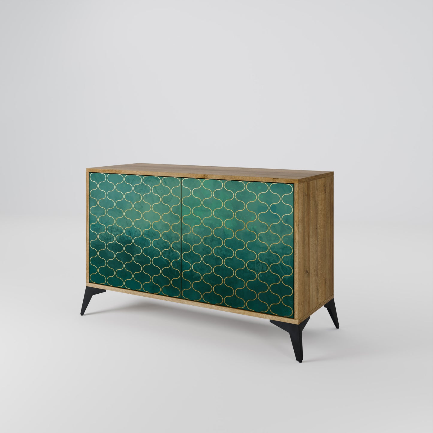 TESSELATED GREENERY 2-Door Sideboard in Oak Effect
