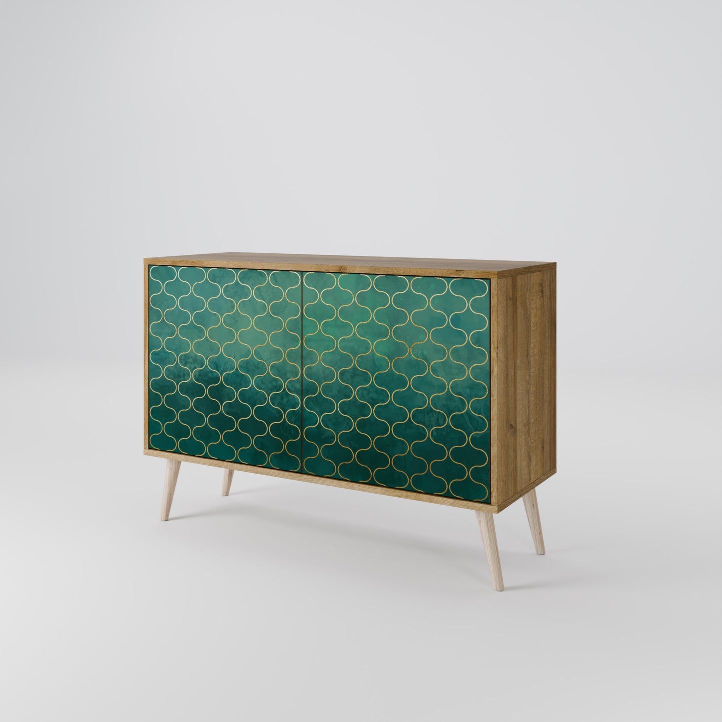 TESSELATED GREENERY 2-Door Sideboard in Oak Effect